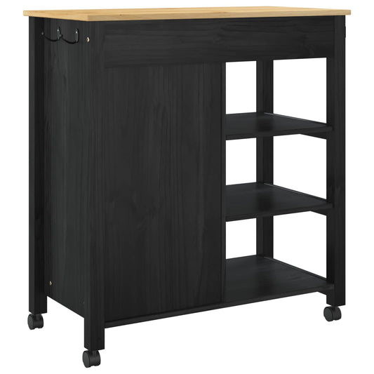 Kjøkkenvogn MONZA Svart 84 x 40 x 88,5 cm Massiv furu