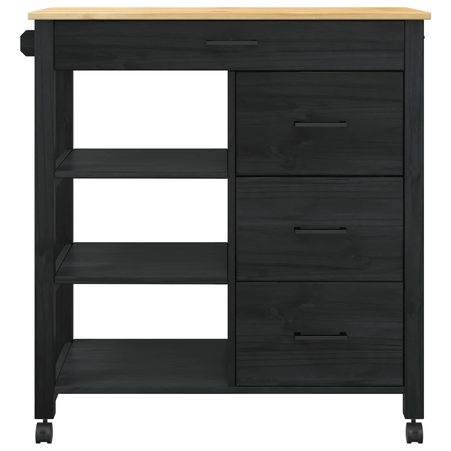 Kjøkkenvogn MONZA Svart 84 x 40 x 88,5 cm Massiv furu