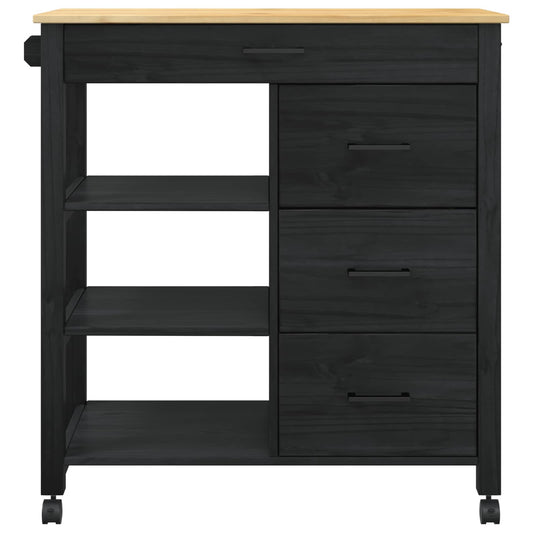 Kjøkkenvogn MONZA Svart 84 x 40 x 88,5 cm Massiv furu