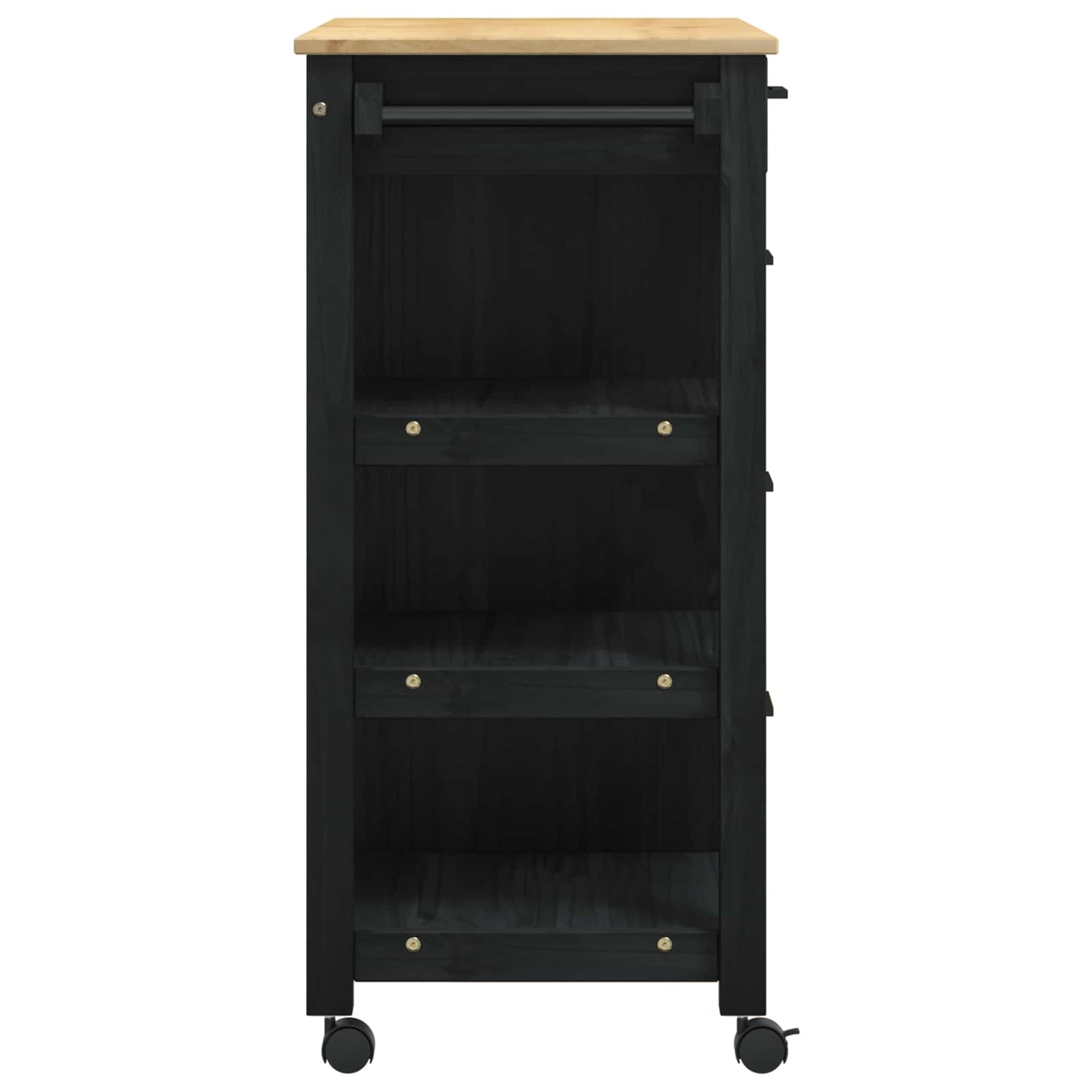 Kjøkkenvogn MONZA Svart 84 x 40 x 88,5 cm Massiv furu