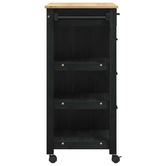 Kjøkkenvogn MONZA Svart 84 x 40 x 88,5 cm Massiv furu