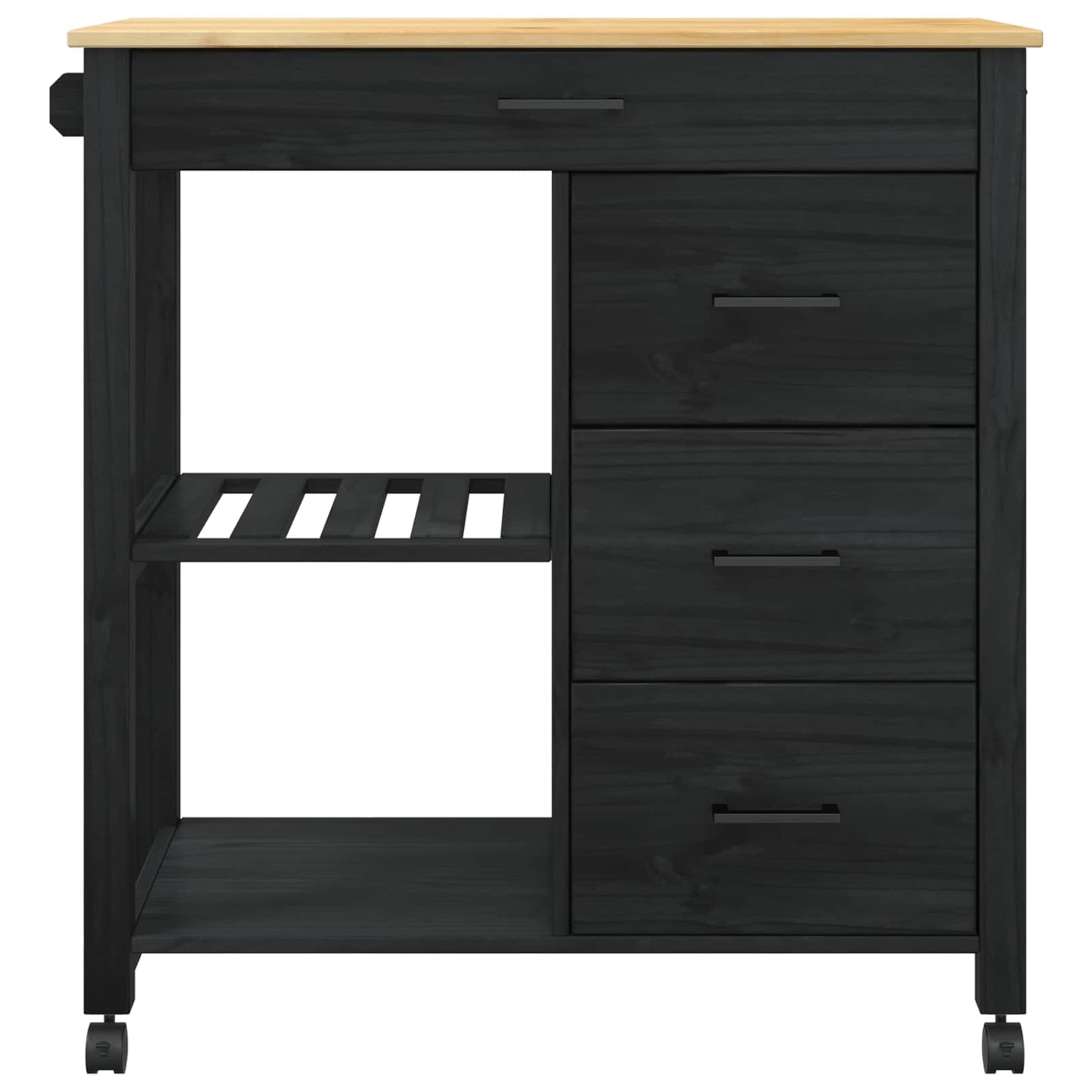 Kjøkkenvogn MONZA Svart 84 x 40 x 88,5 cm Massiv furu
