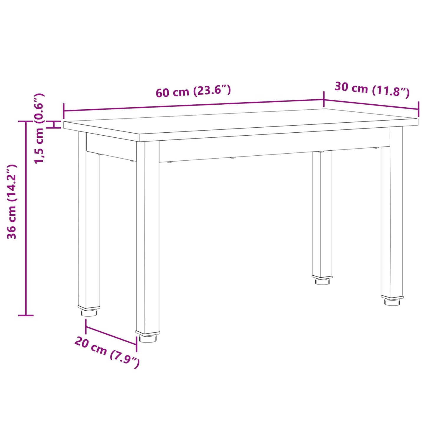 Kaffebord Hvit 60 x 30 x 36 cm Massiv furu