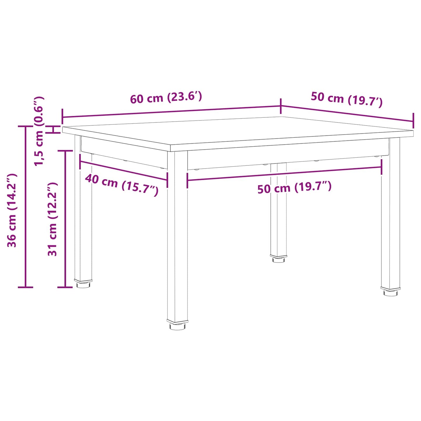 Kaffebord Naturlig 60 x 50 x 36 cm Massiv furu