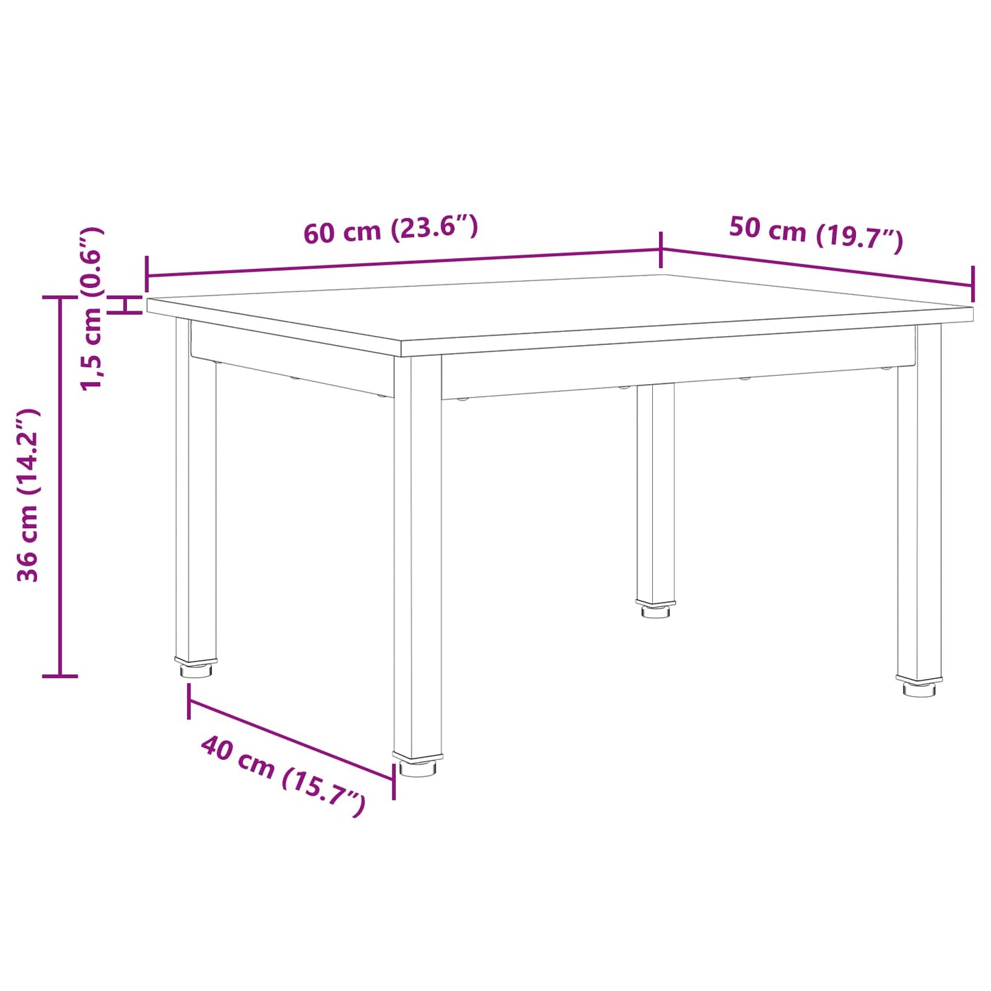 Kaffebord Hvit 60 x 50 x 36 cm Massiv furu