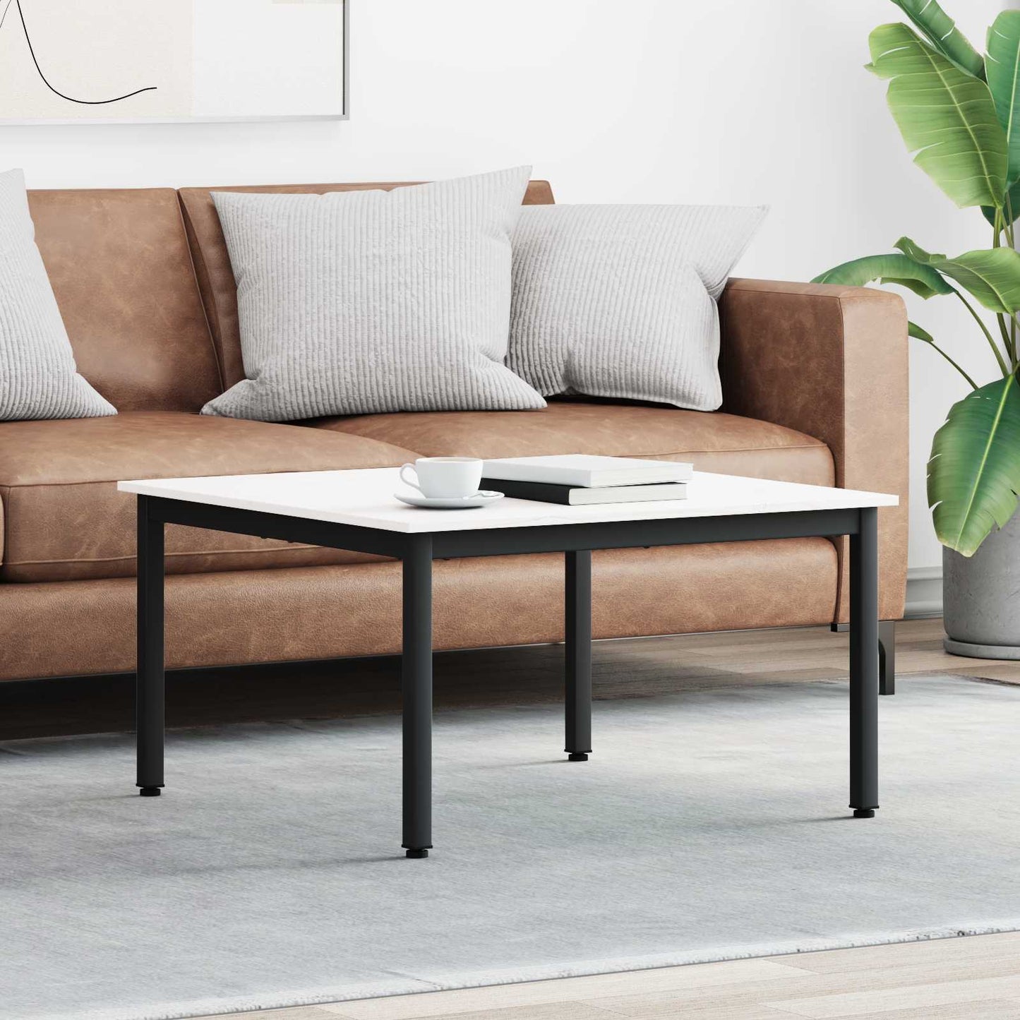 Kaffebord Hvit 80 x 80 x 45 cm Massiv furu