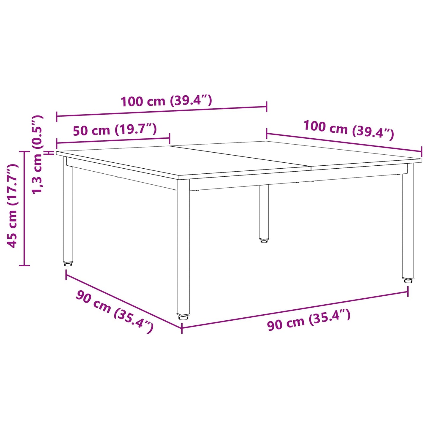 Kaffebord Naturlig 100 x 100 x 45 cm Massiv furu
