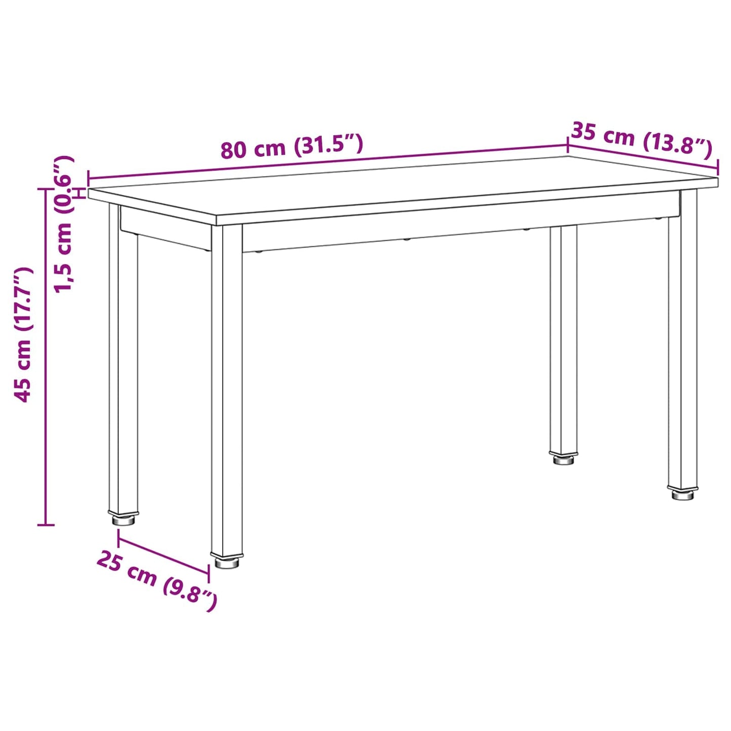 benk Hvit 80 x 35 x 45 cm Massiv furu