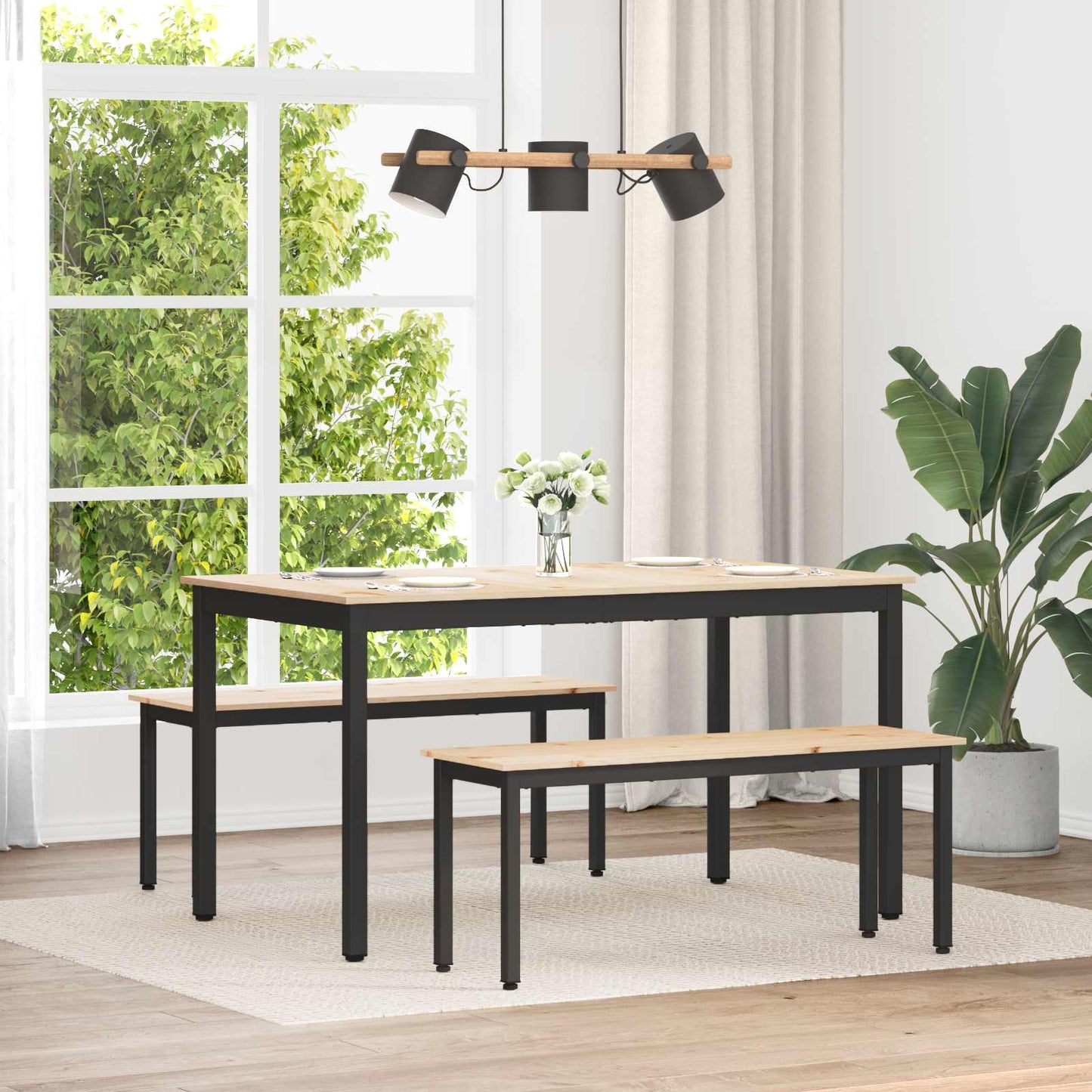 benk Naturlig 110 x 35 x 45 cm Massiv furu