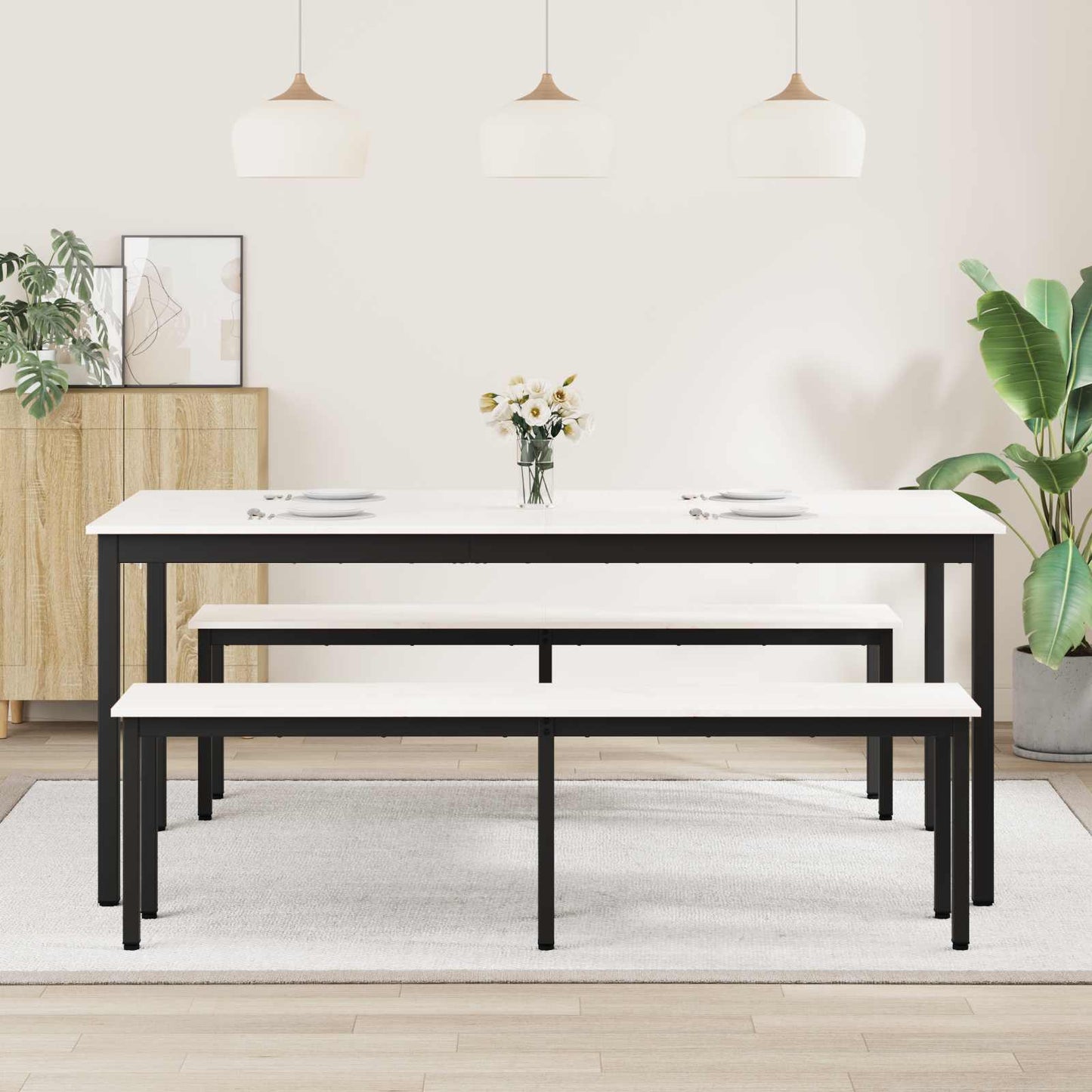 Spisebord Hvit 180 x 90 x 75 cm Massiv furu