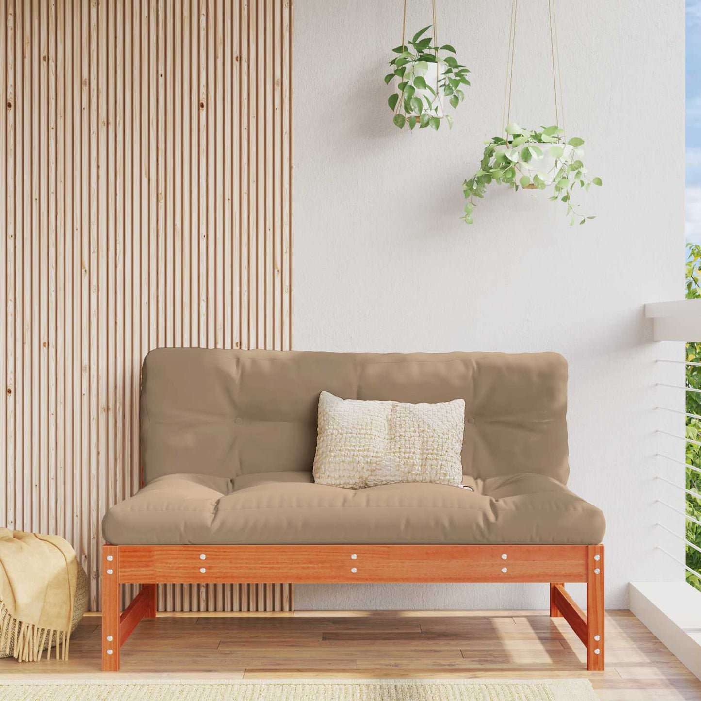 Hagemøbel Midtsofa Massiv furu VoksBrun 120 x 84 x 70 cm