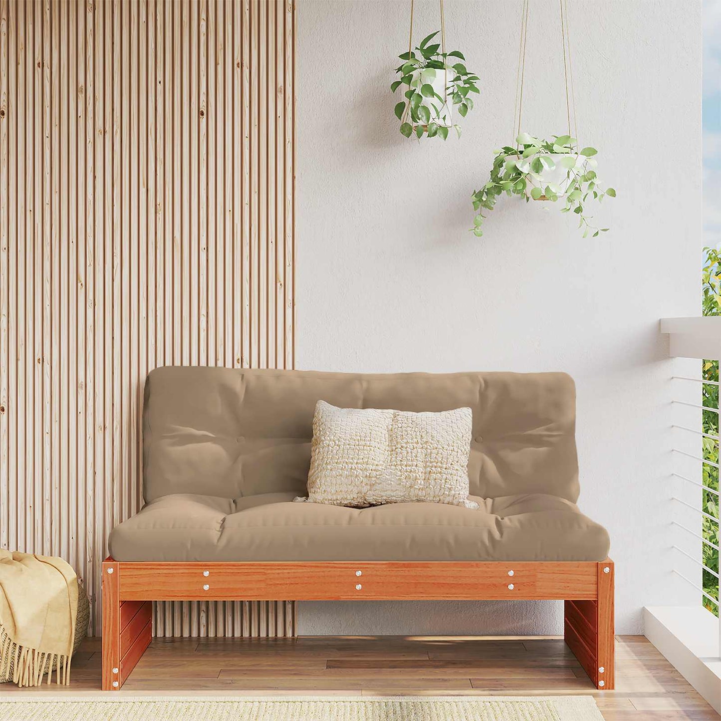 Hagemøbel Midtsofa Massiv furu VoksBrun 120 x 95 x 69 cm