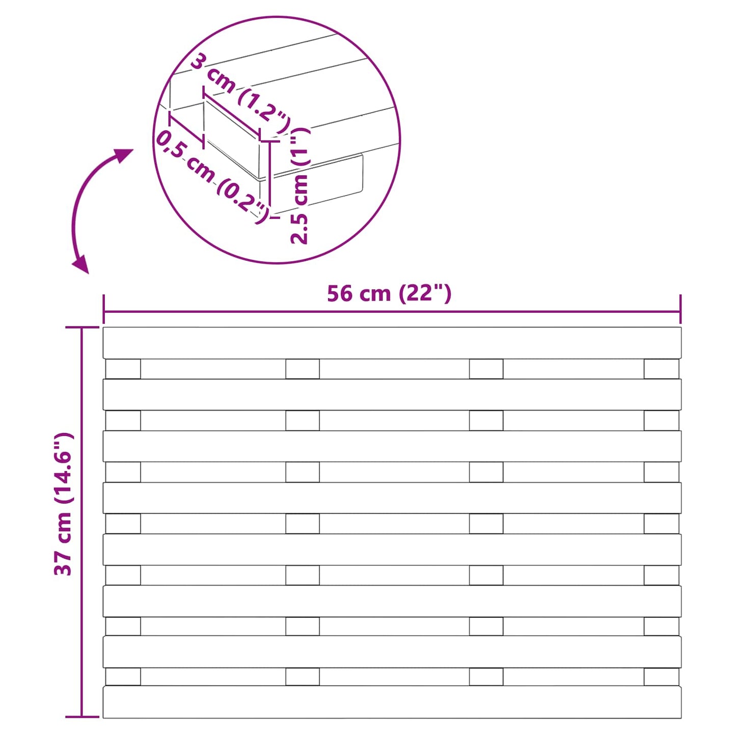 Badematte Ensfarget Brun 56 x 37 x 2,5 cm tre