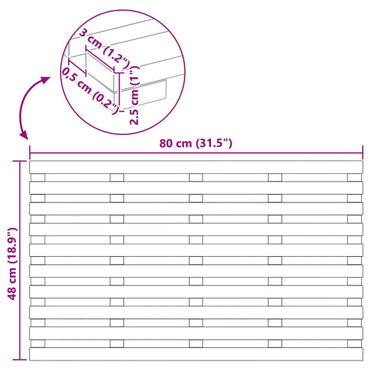 Badematte Ensfarget Brun 80 x 48 x 2,5 cm tre