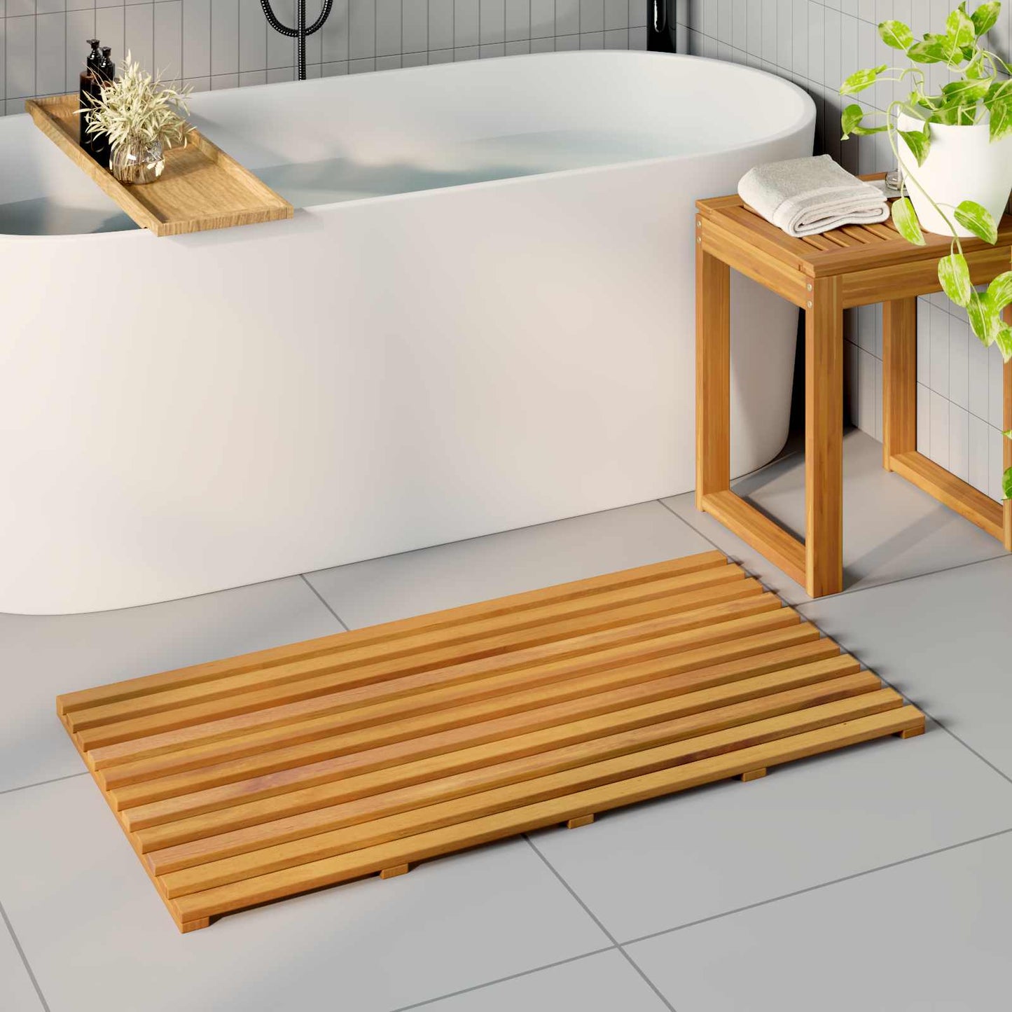 Badematte Ensfarget Brun 100 x 53 x 2,5 cm tre
