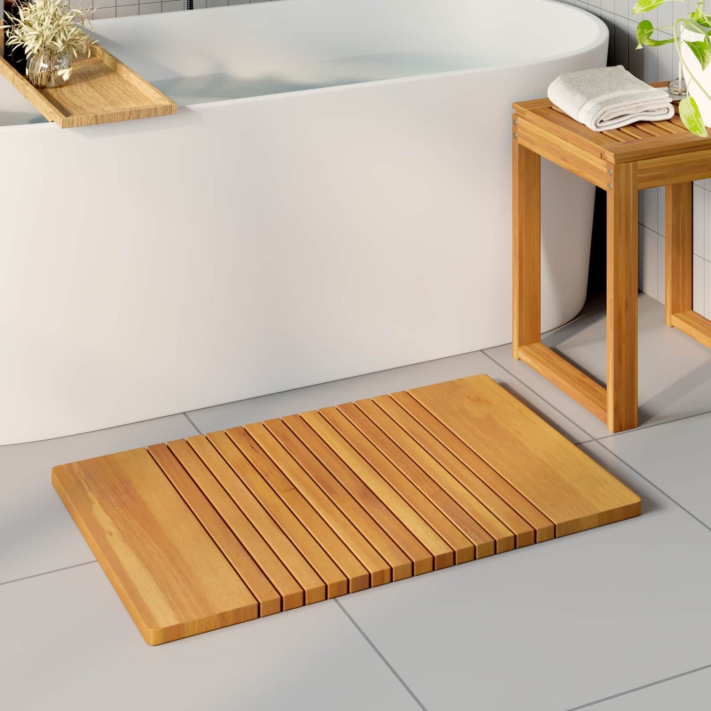 Badematte Ensfarget Brun 81 x 50 cm tre