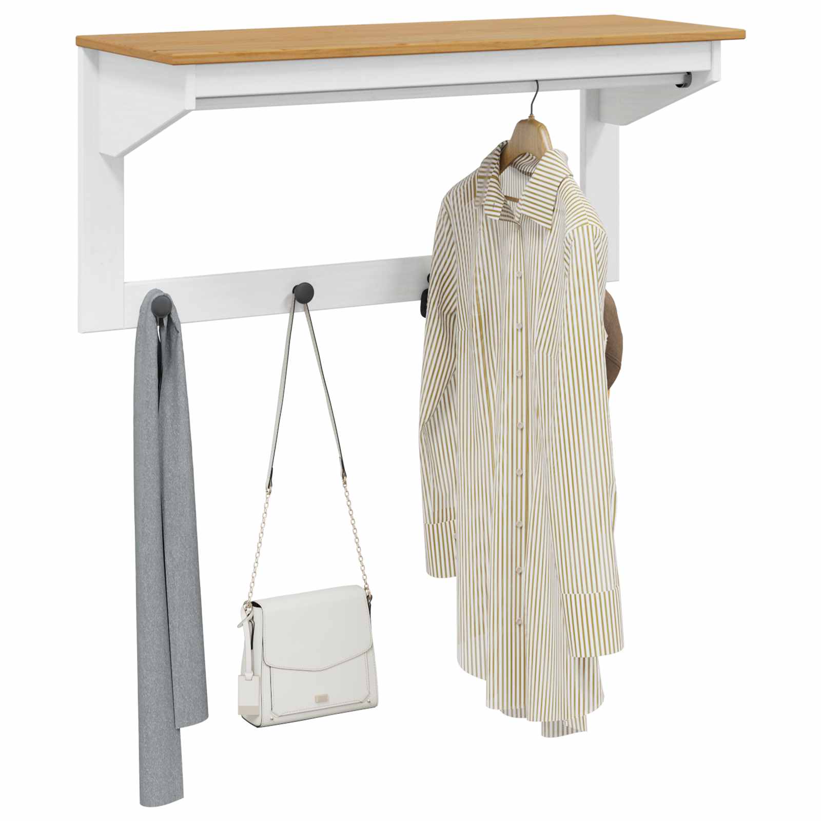 Kleshenger Hvit og honningbrun 90 x 35 x 41.5 cm Massiv furu vidaXL