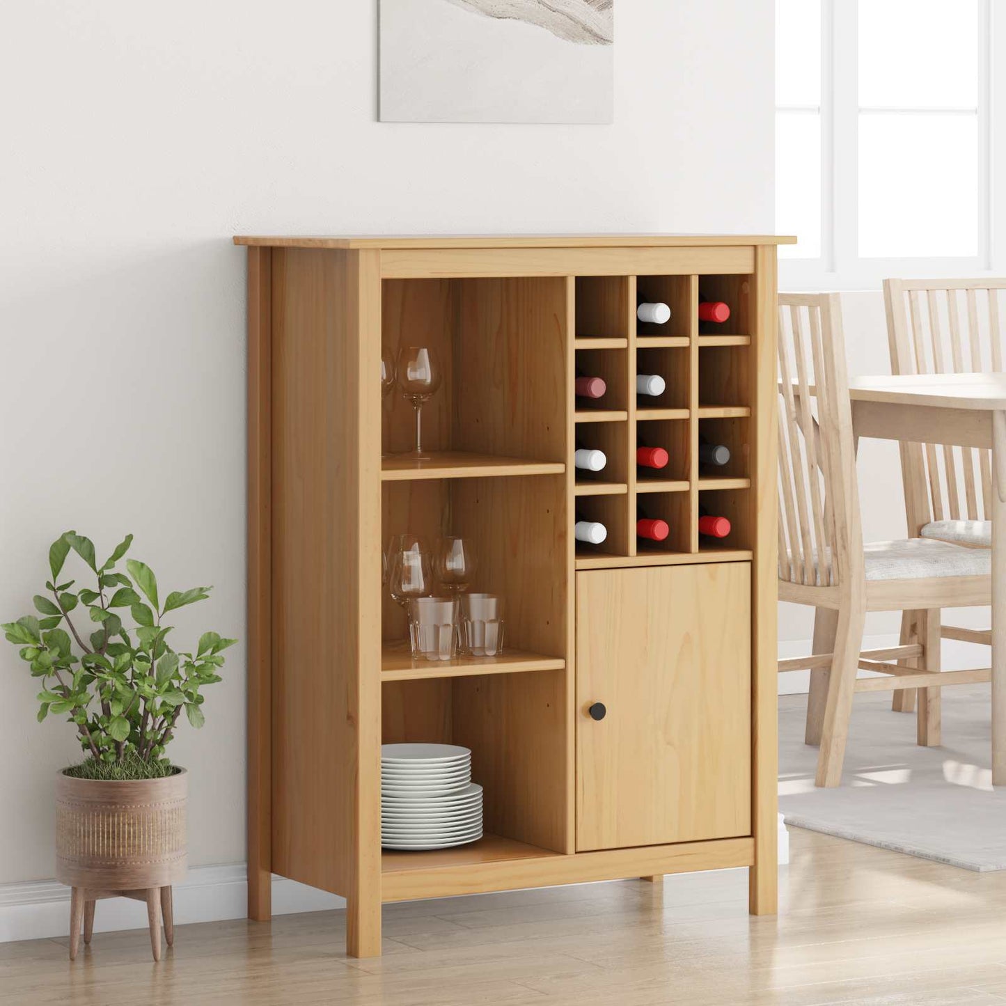 Vinskap HILL Honning brun 79.5 x 40 x 107.5 cm Massiv furu