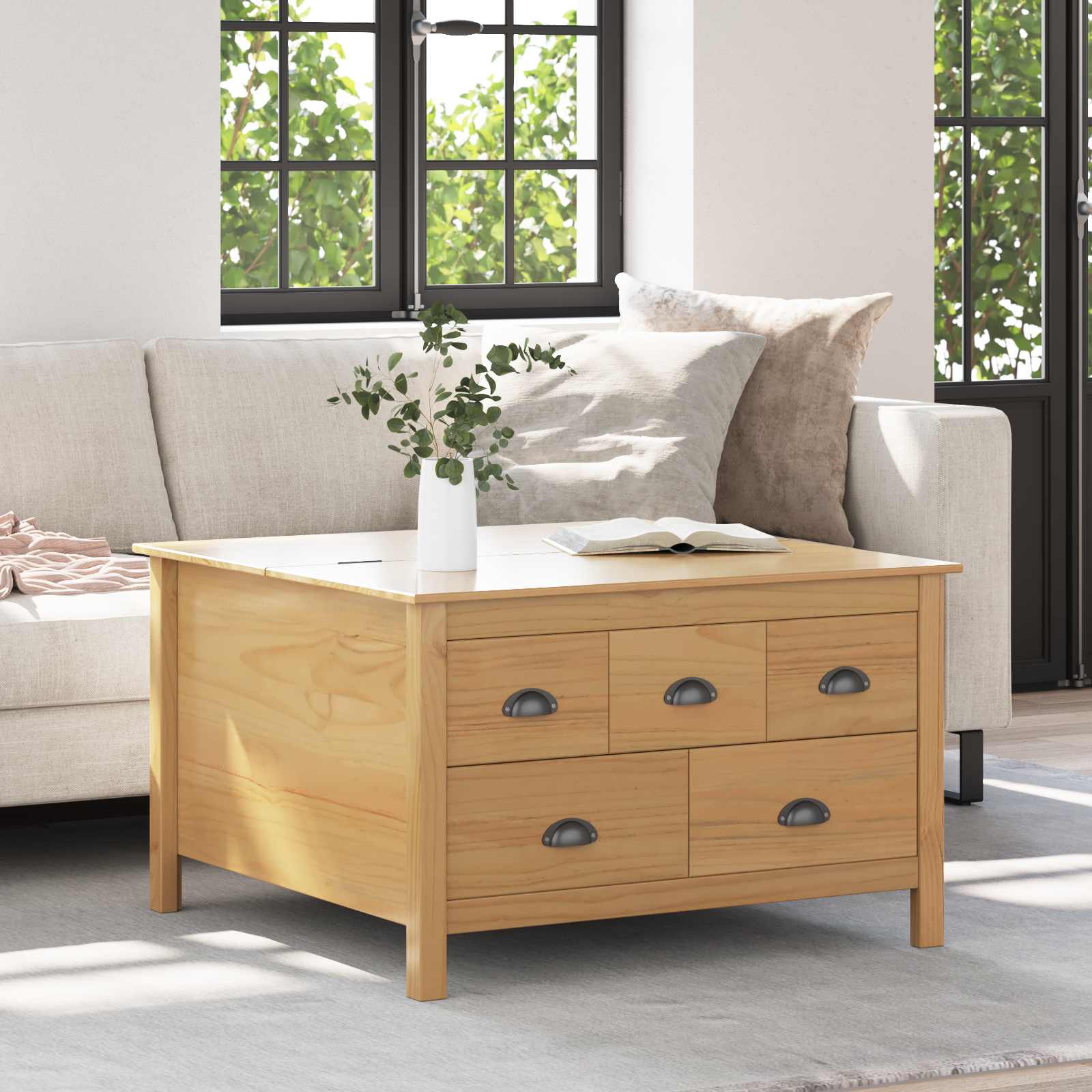 Kaffebord Honning brun 79.5 x 79.5 x 49 cm Massiv furu vidaXL