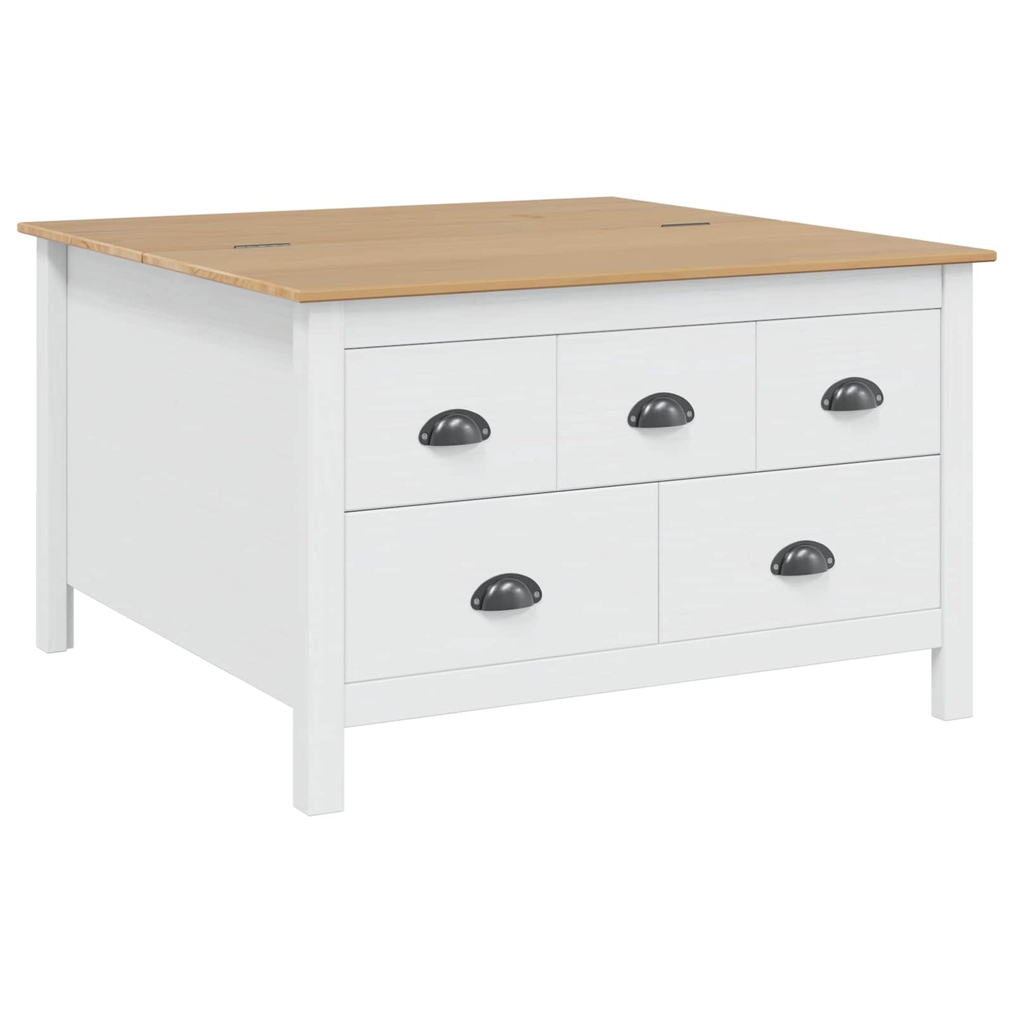 Kaffebord Hvit og honningbrun 79.5 x 79.5 x 49 cm Massiv furu vidaXL
