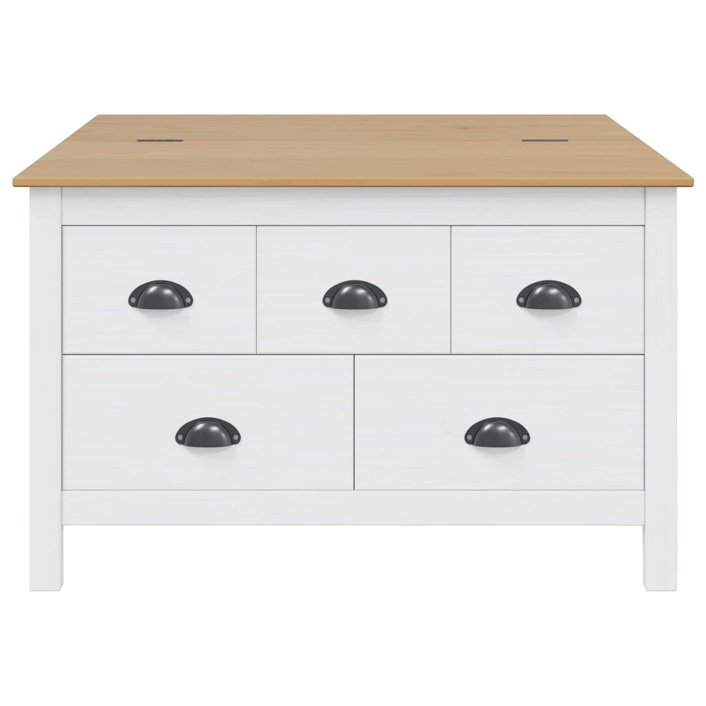 Kaffebord Hvit og honningbrun 79.5 x 79.5 x 49 cm Massiv furu vidaXL