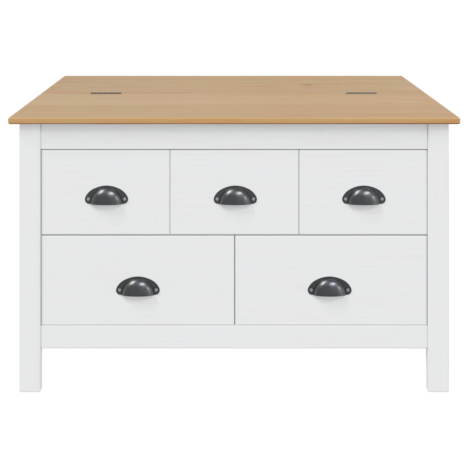 Kaffebord Hvit og honningbrun 79.5 x 79.5 x 49 cm Massiv furu vidaXL