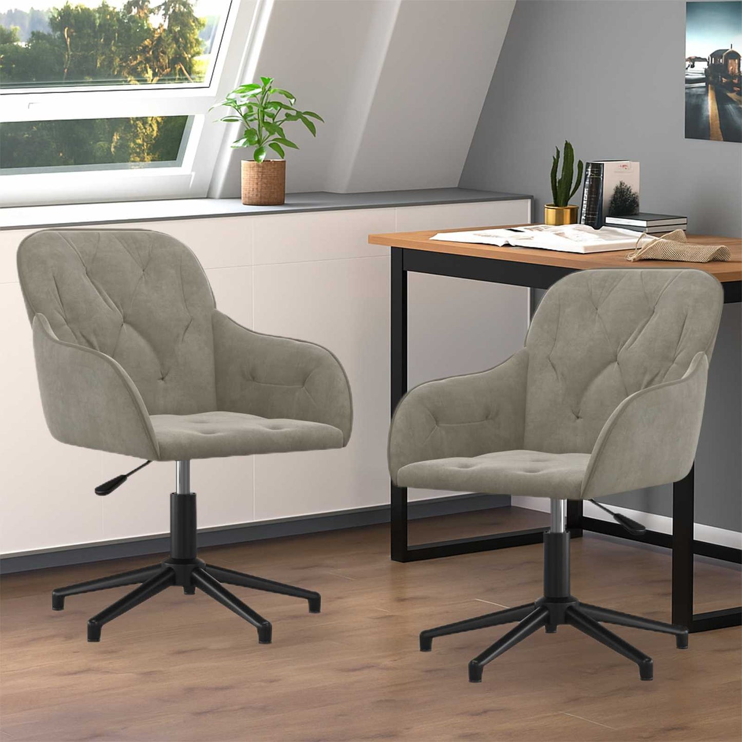Spisestuestol 2 pcs Lysegrå 55 x 59,5 x 77 cm Fløyel vidaXL