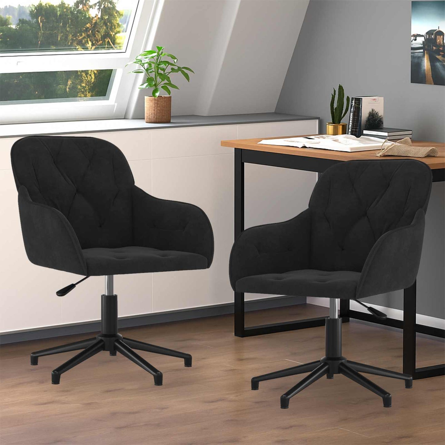 Spisestuestol 2 pcs Svart 55 x 59,5 x 77 cm Fløyel vidaXL