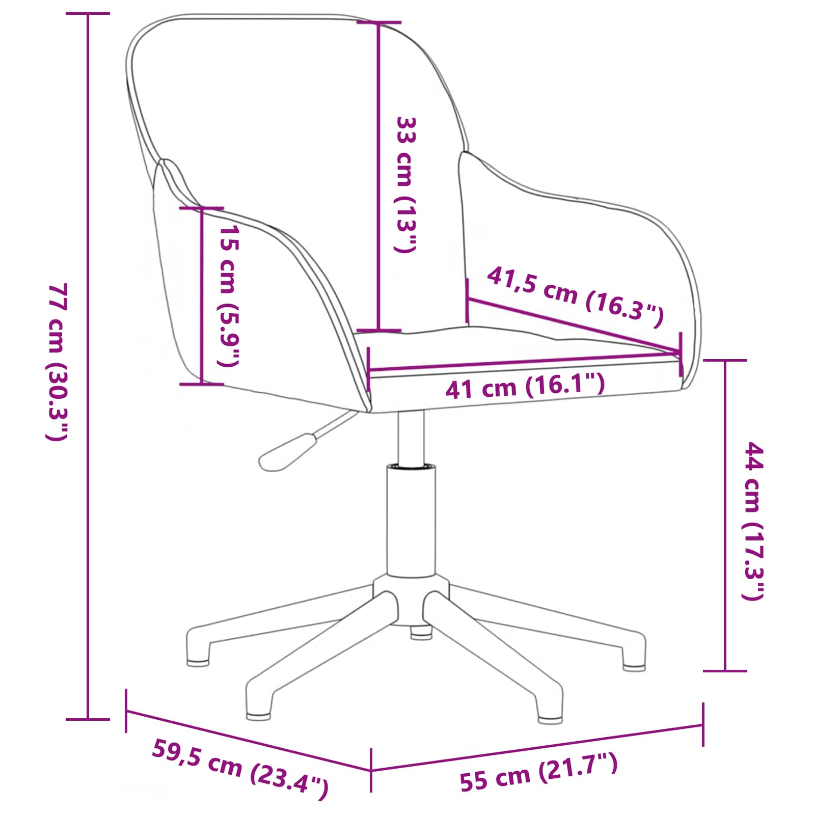 Spisestuestol 2 pcs Svart 55 x 59,5 x 77 cm Fløyel vidaXL