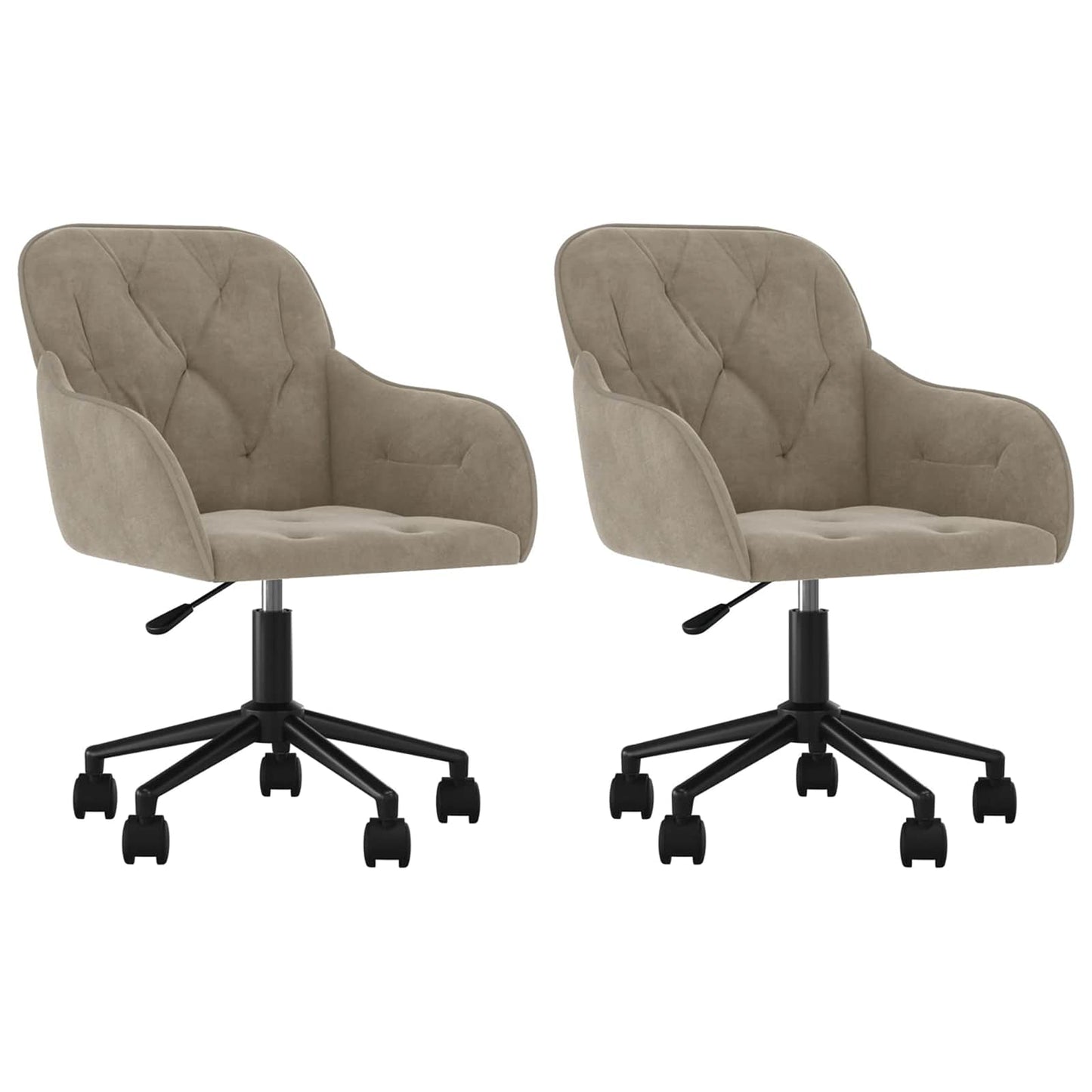 Spisestuestol med hjul 2 pcs Lysegrå 55 x 59,5 x 77 cm Fløyel vidaXL