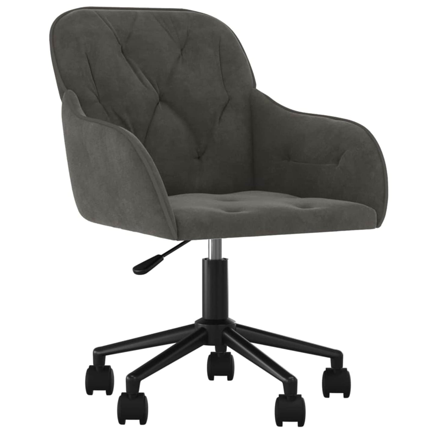Spisestuestol med hjul 2 pcs Mørkegrå 55 x 59,5 x 77 cm Fløyel vidaXL