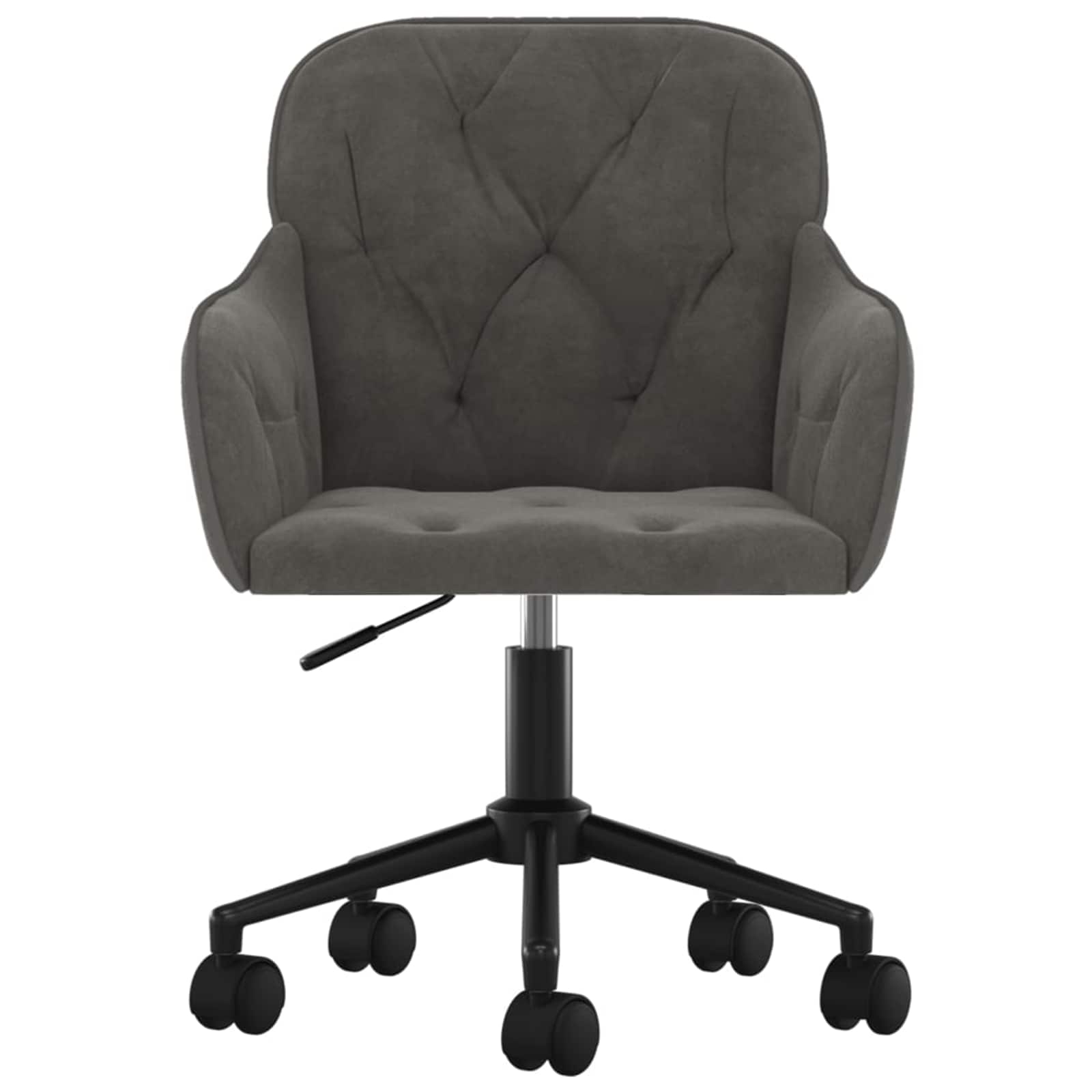 Spisestuestol med hjul 2 pcs Mørkegrå 55 x 59,5 x 77 cm Fløyel vidaXL