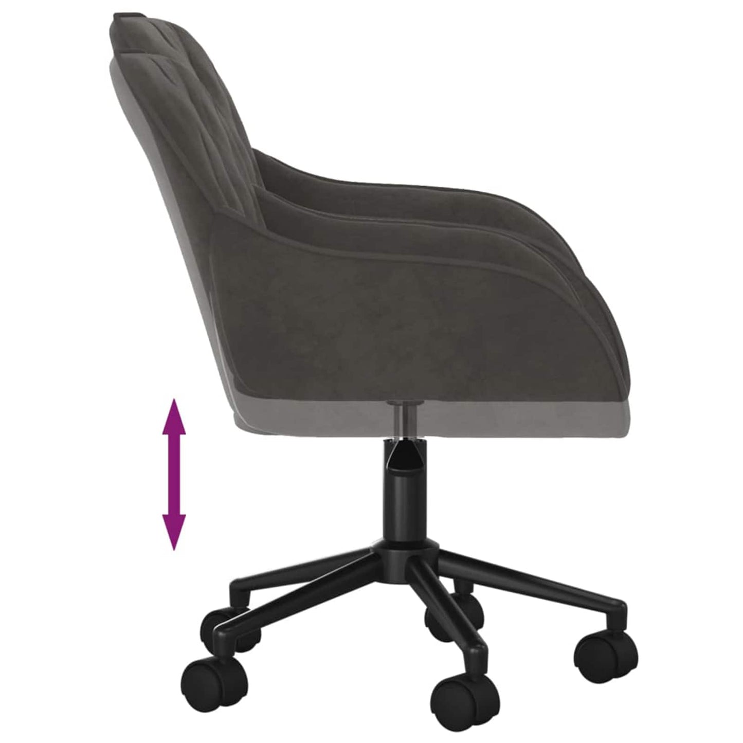 Spisestuestol med hjul 2 pcs Mørkegrå 55 x 59,5 x 77 cm Fløyel vidaXL