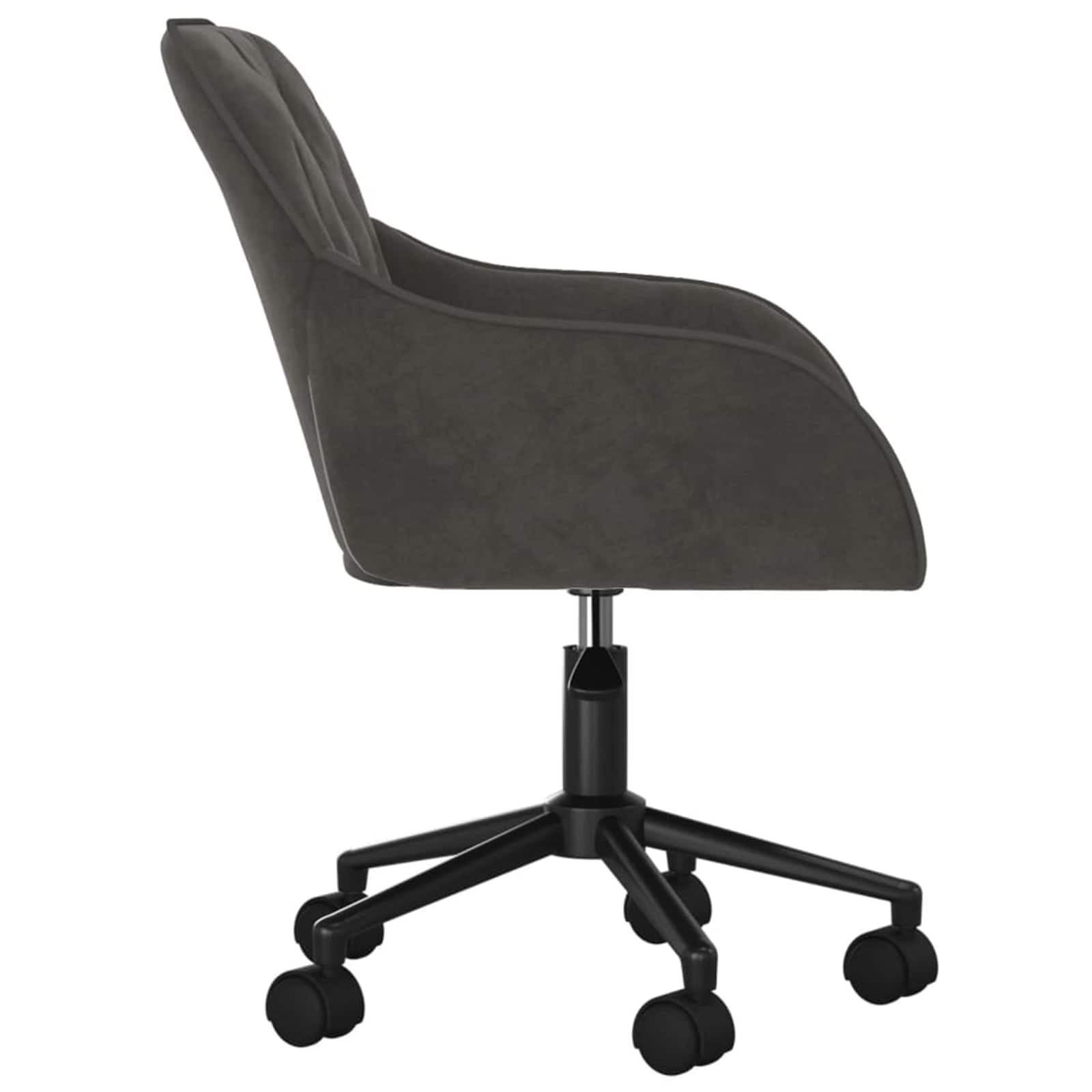 Spisestuestol med hjul 2 pcs Mørkegrå 55 x 59,5 x 77 cm Fløyel vidaXL