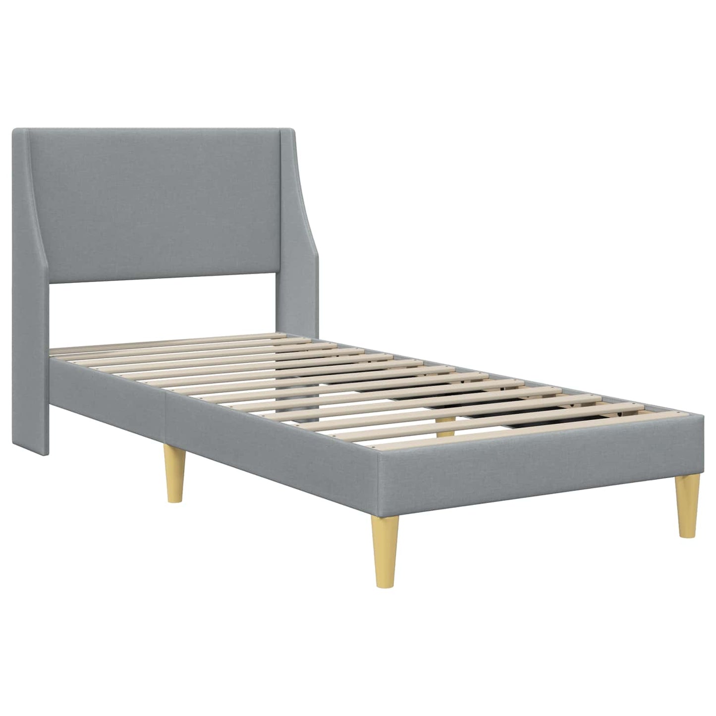 Sengeramme med madrass med hodegjerde Lysegrå 90 x 190 cm stoff