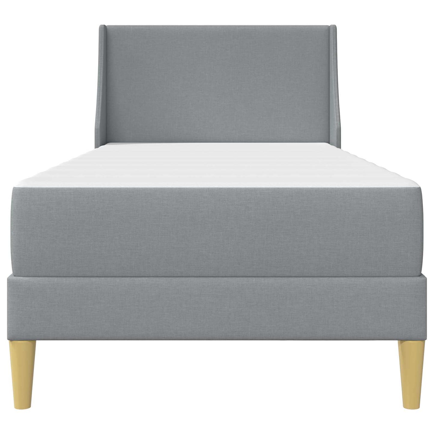 Sengeramme med madrass med hodegjerde Lysegrå 90 x 190 cm stoff