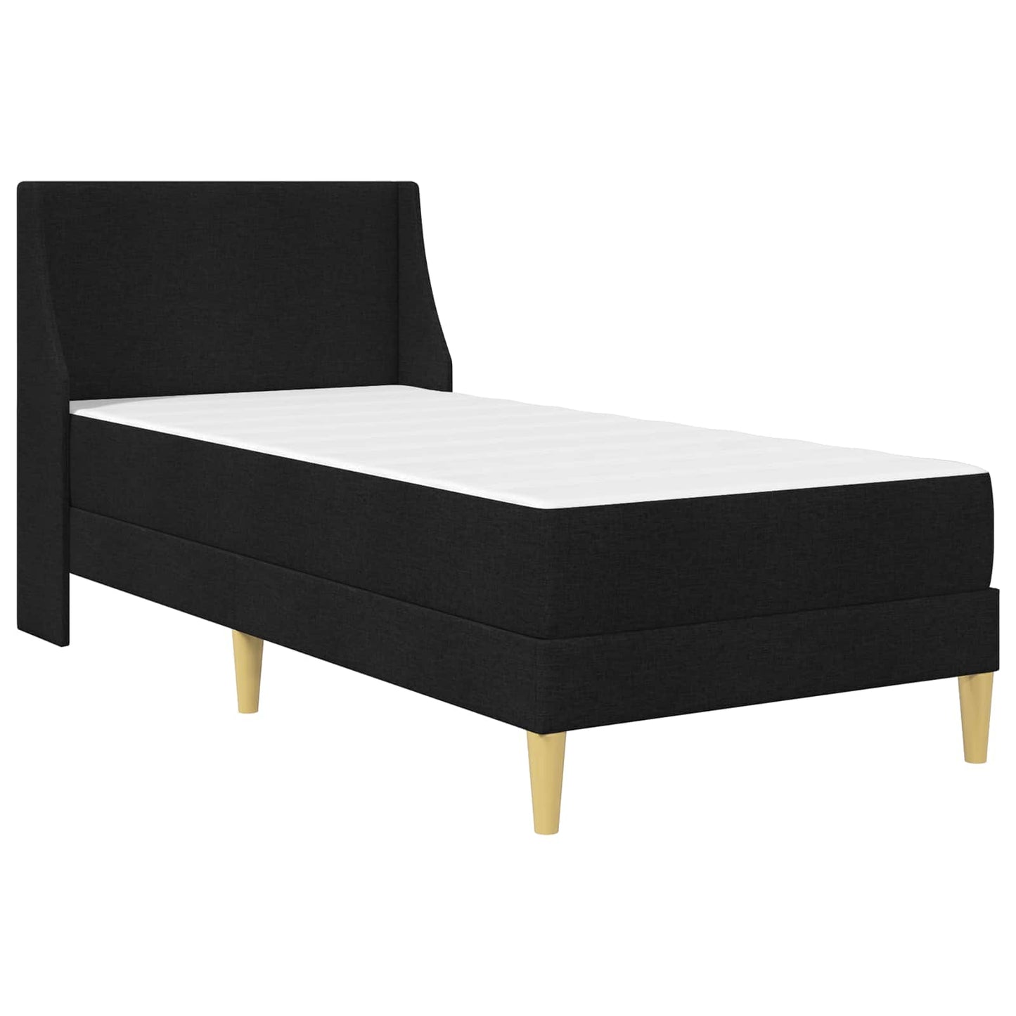 Sengeramme med madrass med hodegjerde Svart 90 x 190 cm stoff