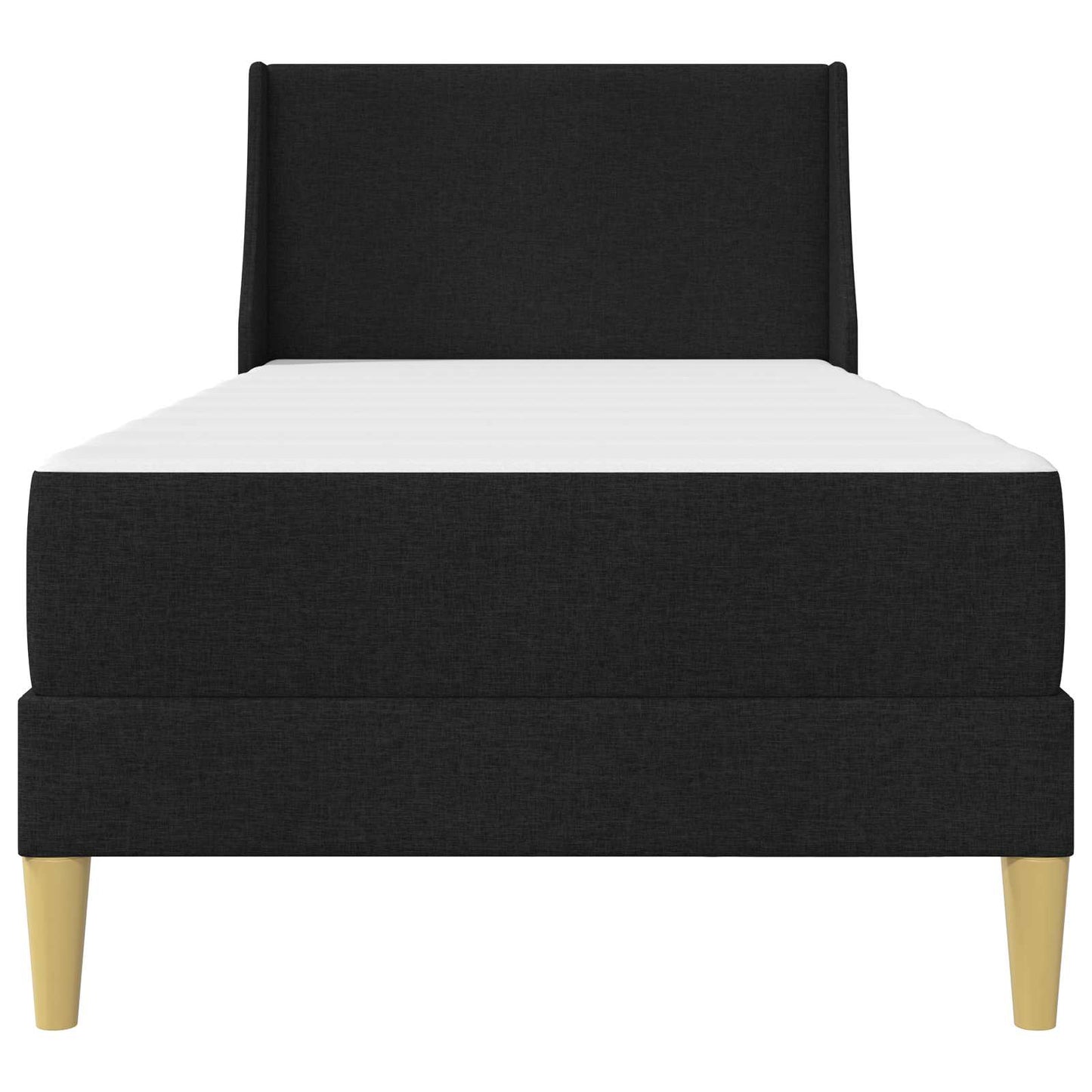 Sengeramme med madrass med hodegjerde Svart 90 x 190 cm stoff