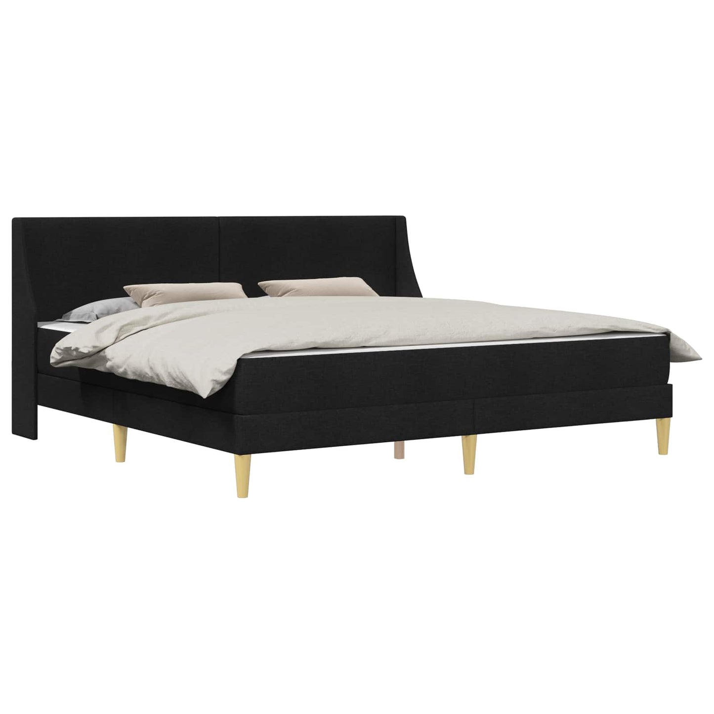Sengeramme med madrass med hodegjerde Svart 180 x 200 cm stoff