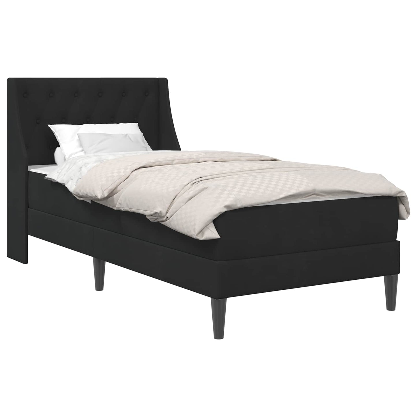 Sengeramme med madrass med hodegjerde Svart 90 x 190 cm Fløyel