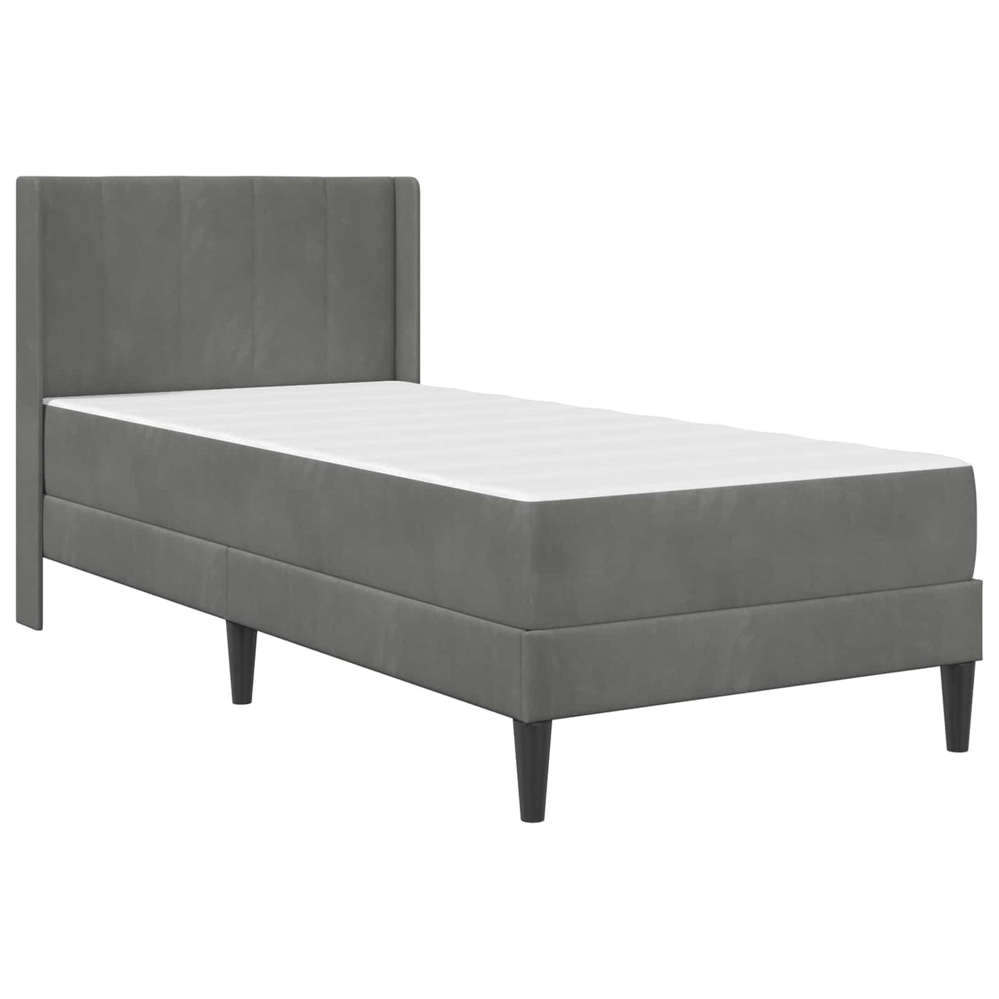 Sengeramme med madrass Mørkegrå 90 x 190 cm Fløyel