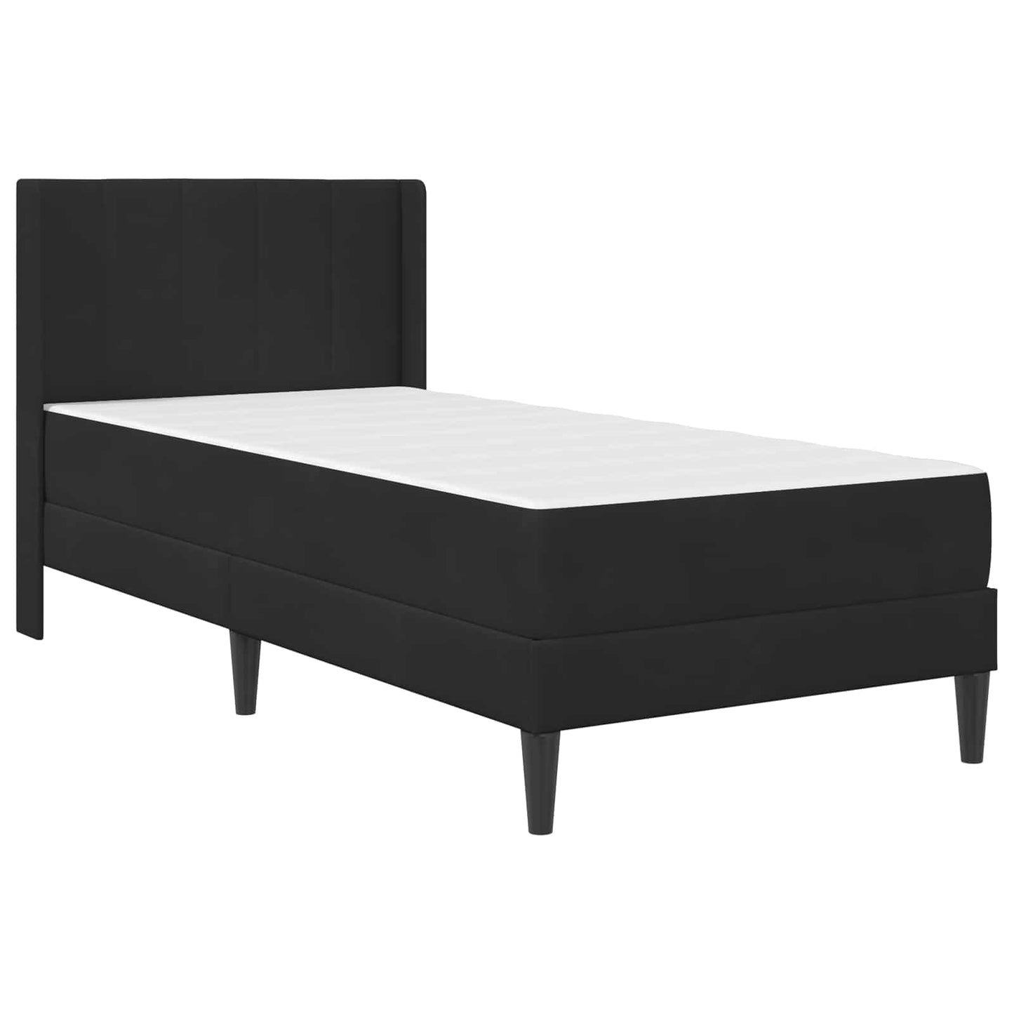 Sengeramme med madrass med hodegjerde Svart 90 x 190 cm Fløyel