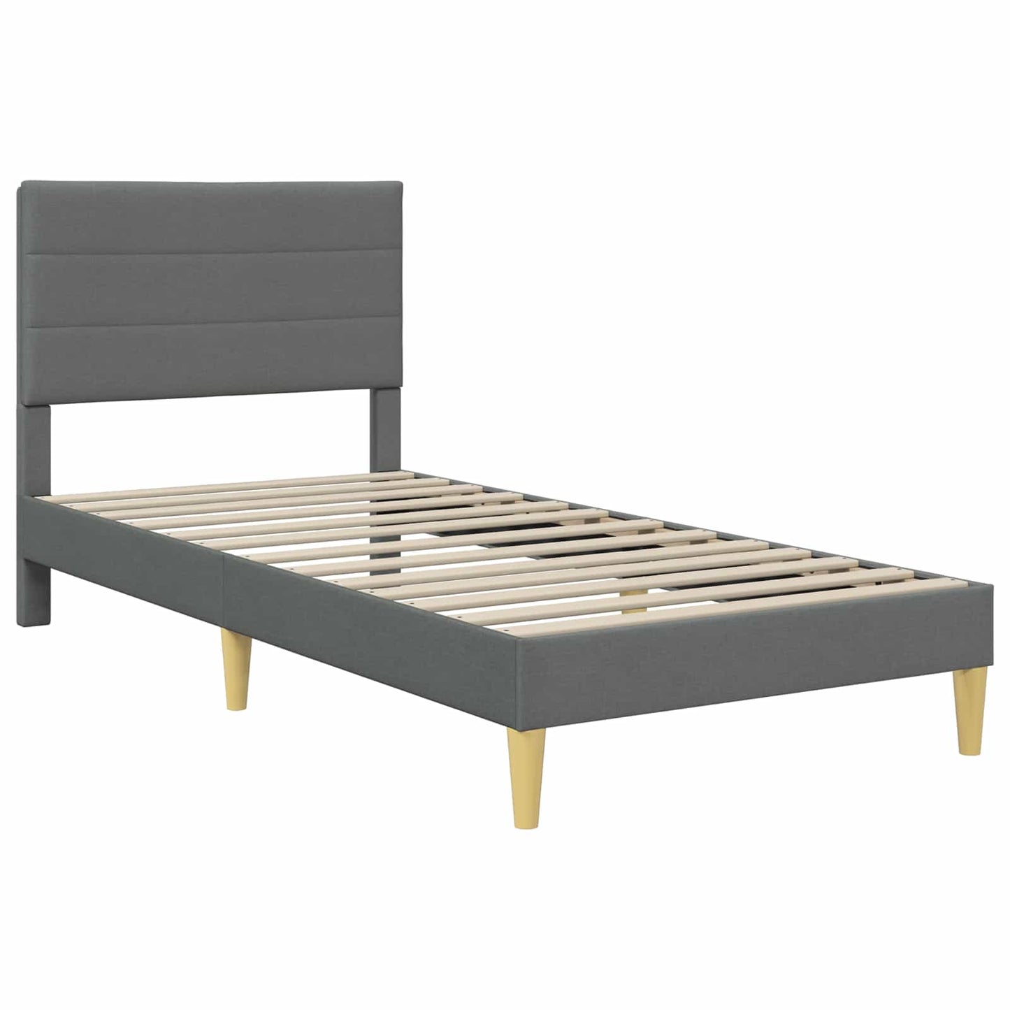 Sengeramme med madrass Mørkegrå 90 x 190 cm stoff