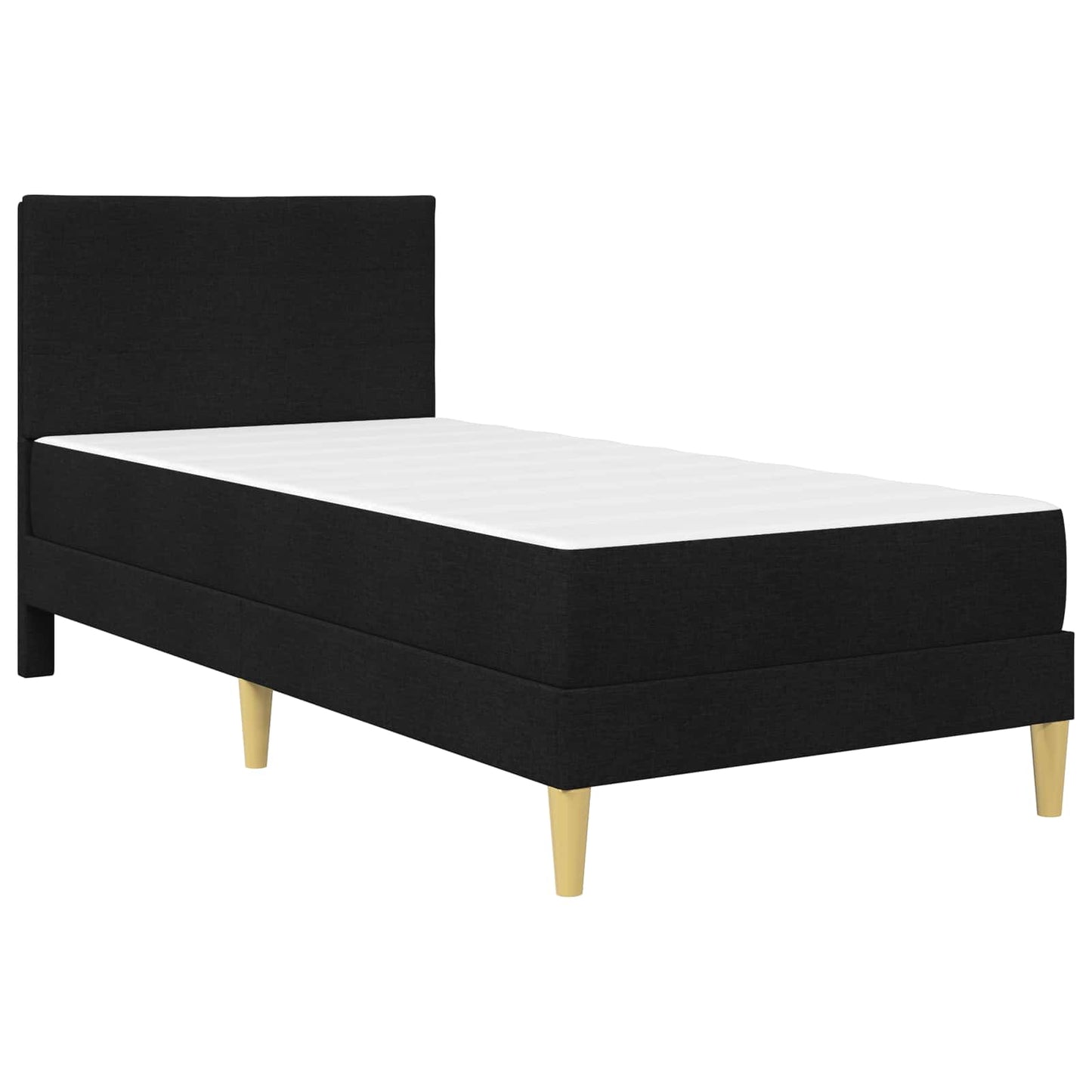 Sengeramme med madrass med hodegjerde Svart 90 x 190 cm stoff
