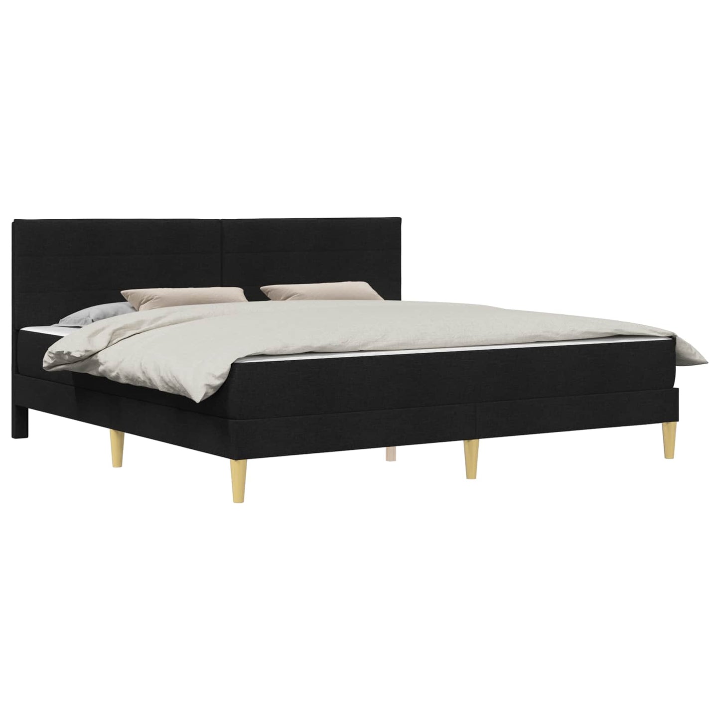 Sengeramme med madrass med hodegjerde Svart 180 x 200 cm stoff
