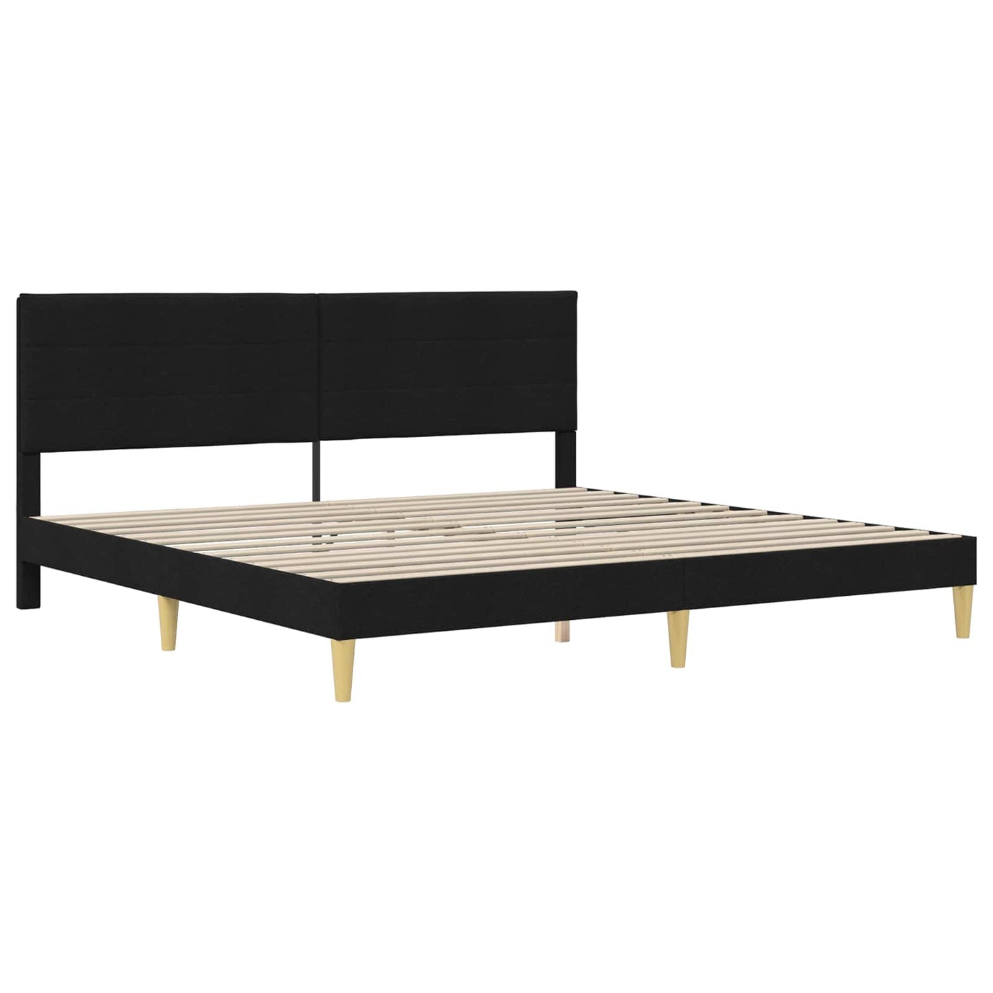 Sengeramme med madrass med hodegjerde Svart 180 x 200 cm stoff