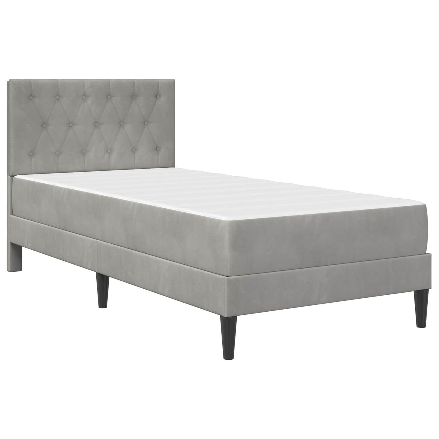 Sengeramme med madrass Lysegrå 90 x 190 cm Fløyel