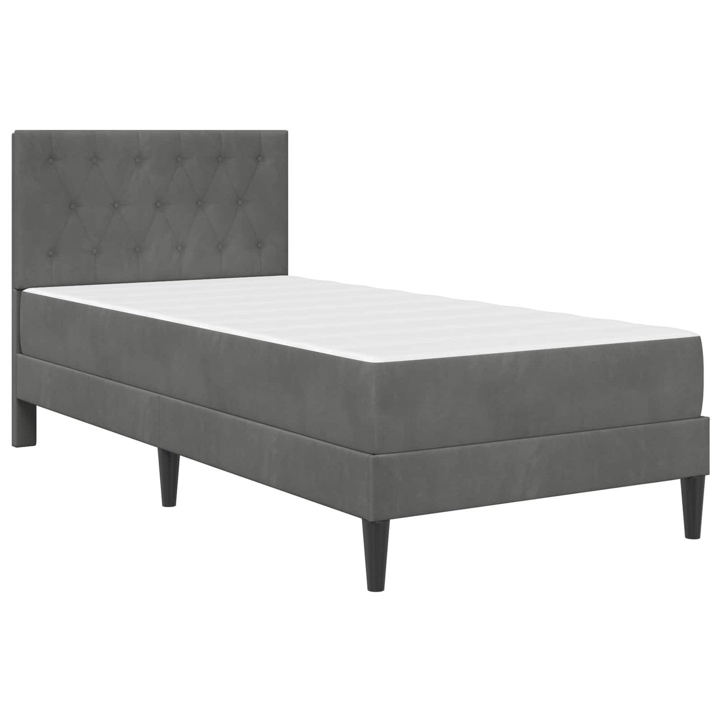Sengeramme med madrass Mørkegrå 90 x 190 cm Fløyel