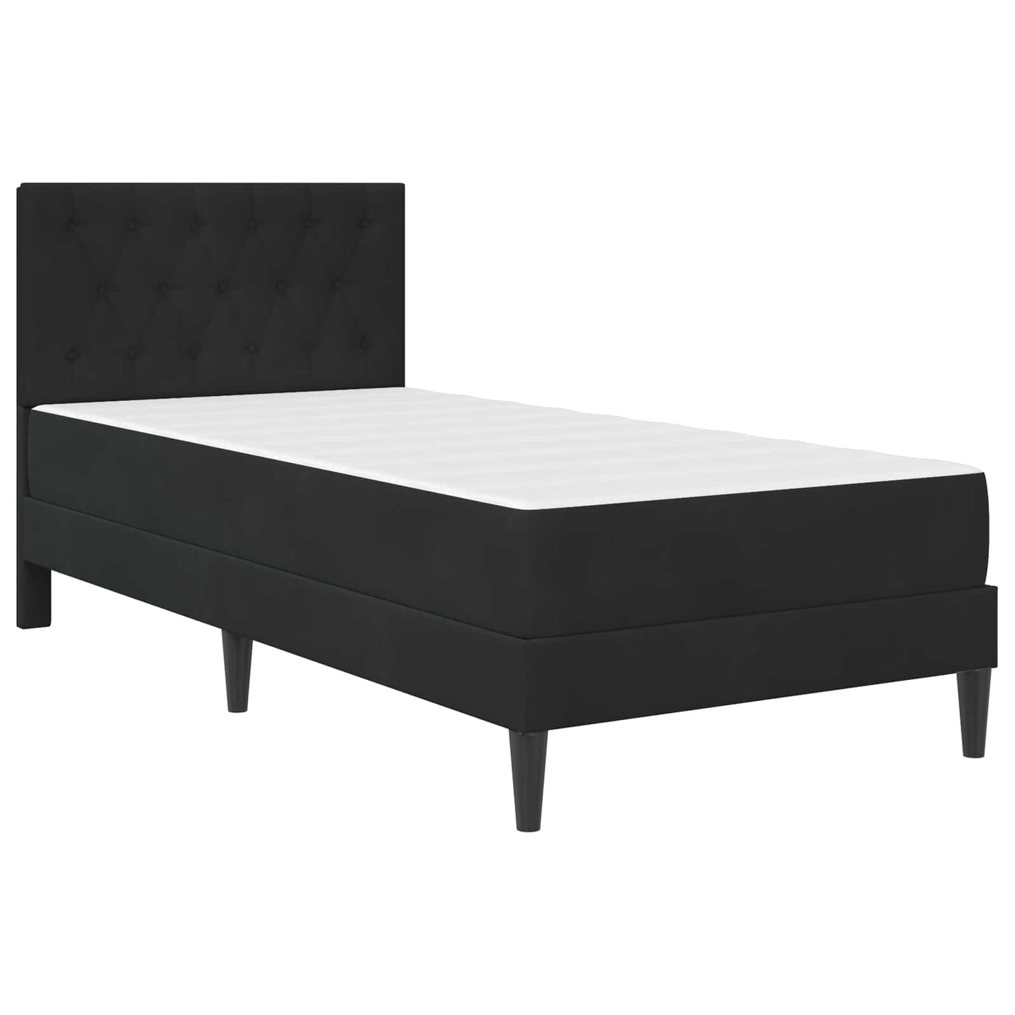 Sengeramme med madrass med hodegjerde Svart 90 x 190 cm Fløyel