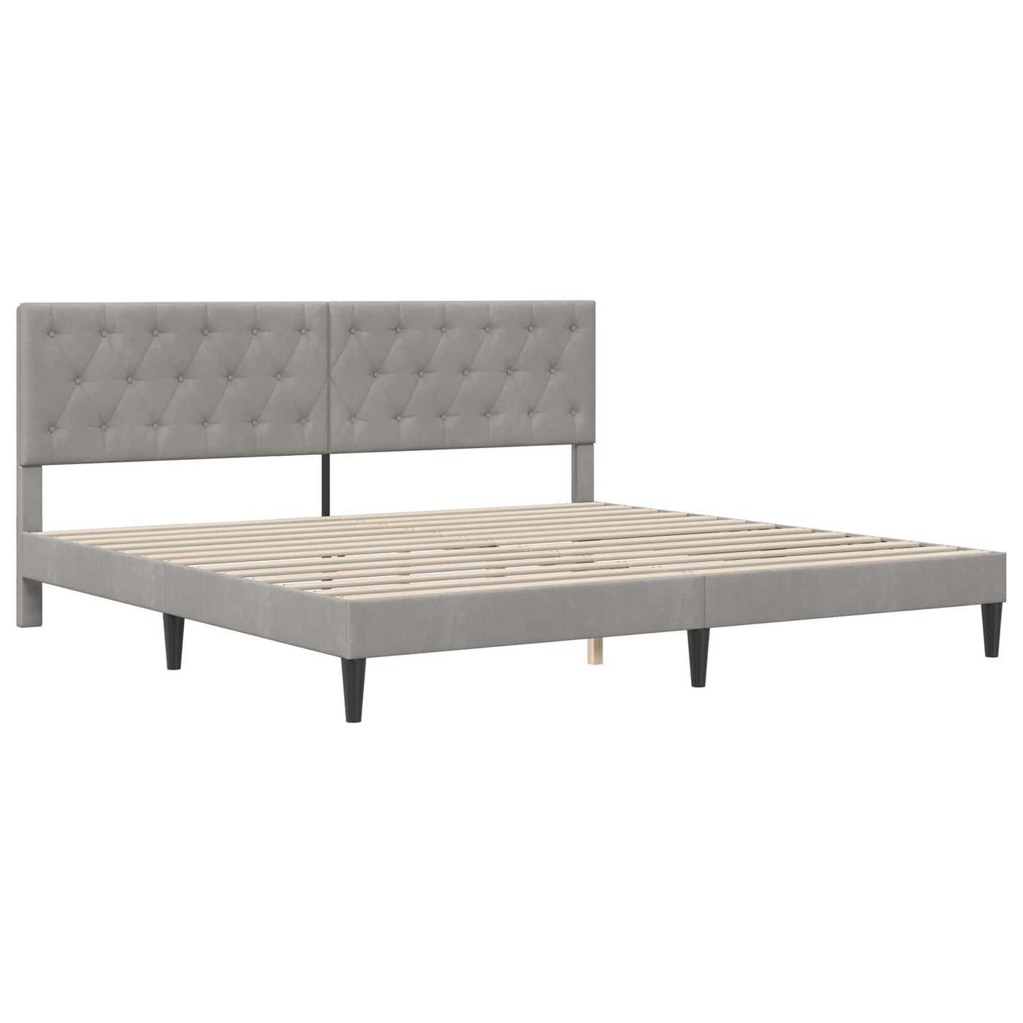 Sengeramme med madrass Lysegrå 180 x 200 cm Fløyel